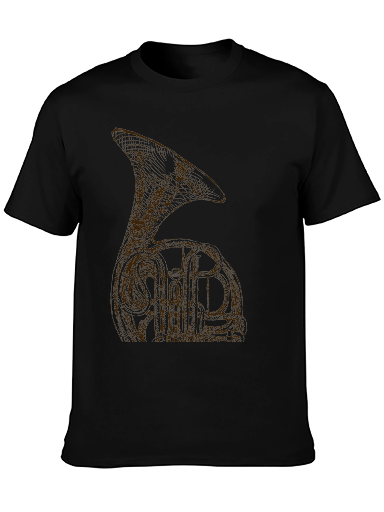 Black T-Shirt with Brown Tuba Design