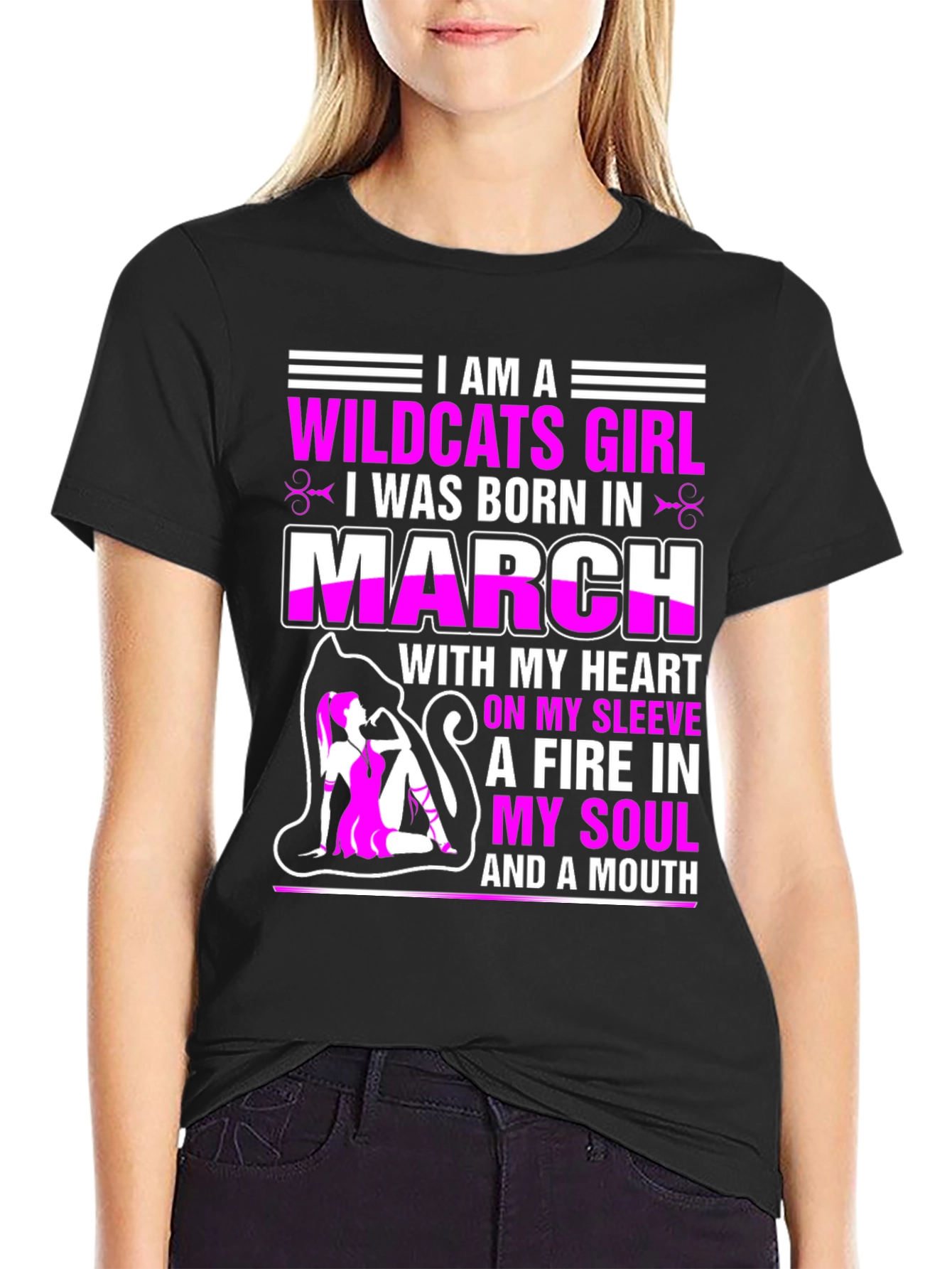 Wildcats Girl March Birthday T-Shirt