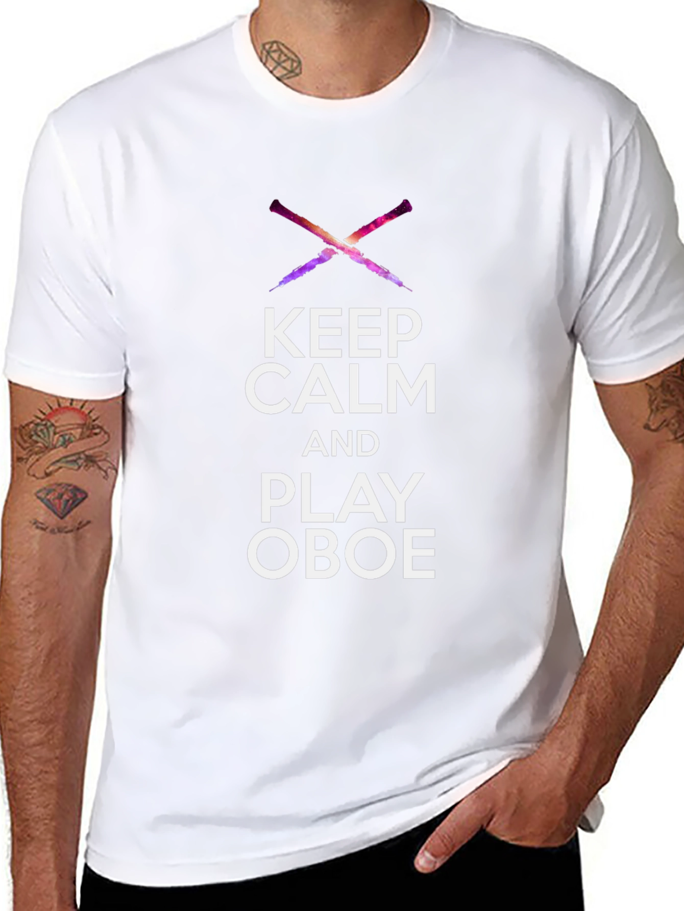 Keep Calm and Play Oboe Black T-Shirt