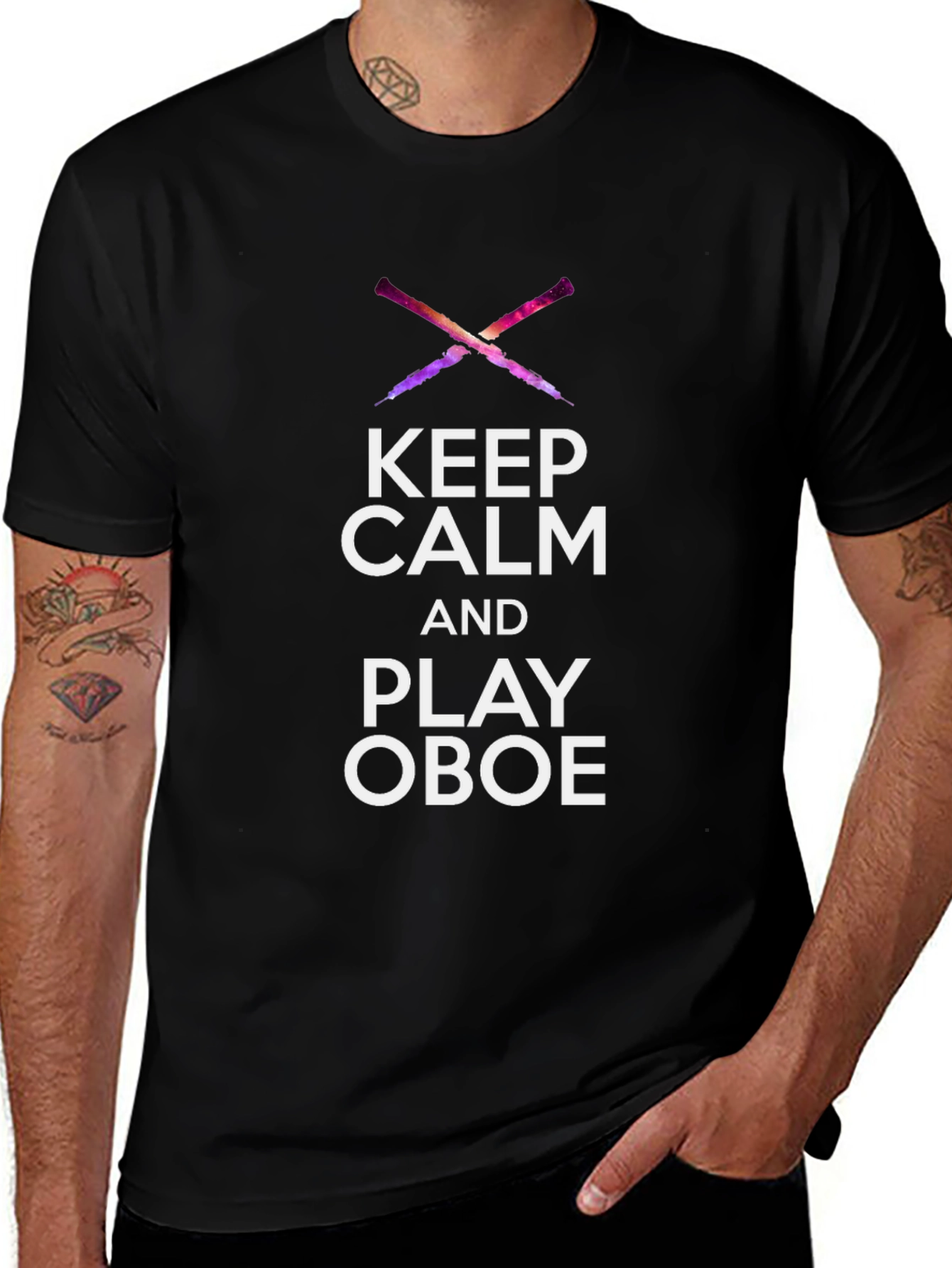 Keep Calm and Play Oboe Black T-Shirt