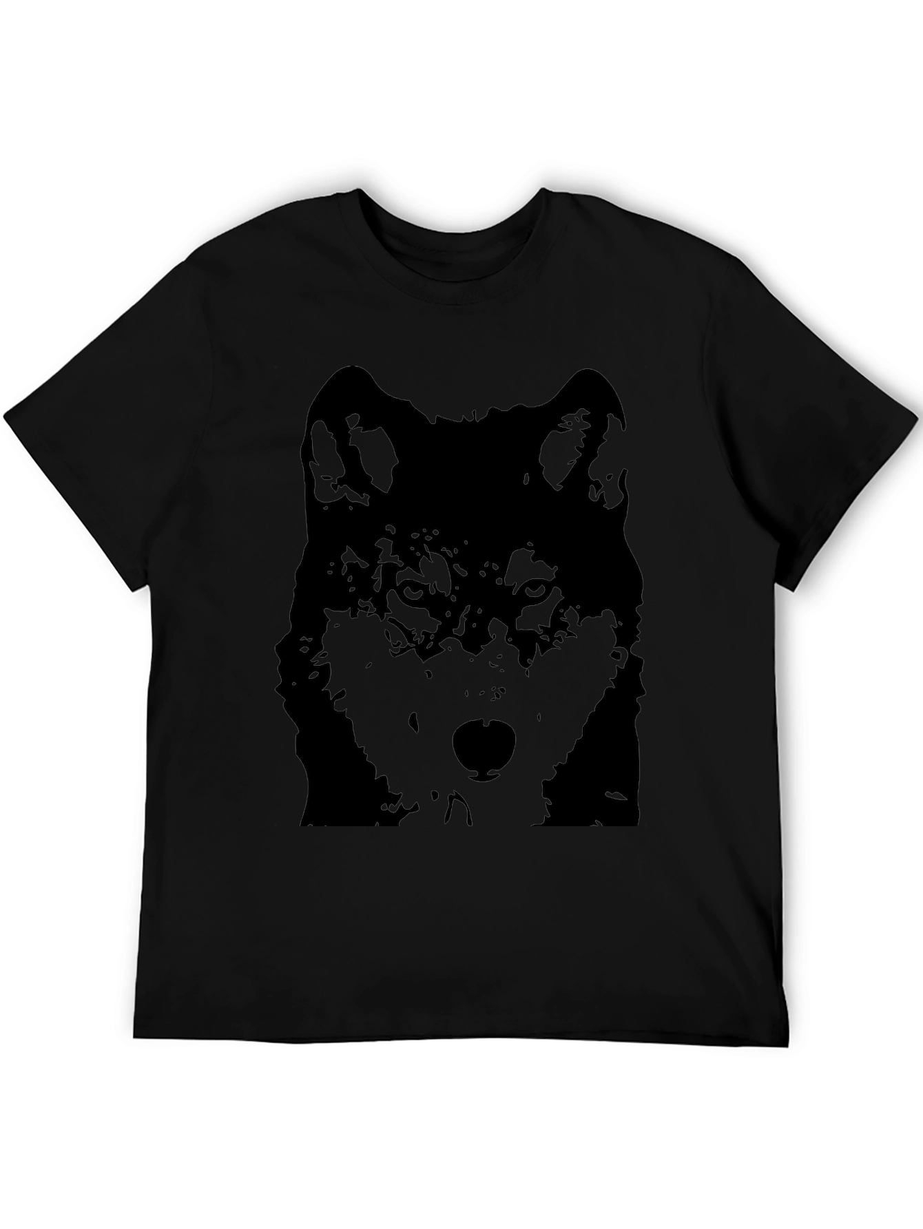 Wolf Graphic Print T-Shirt - Stylish Black Tee