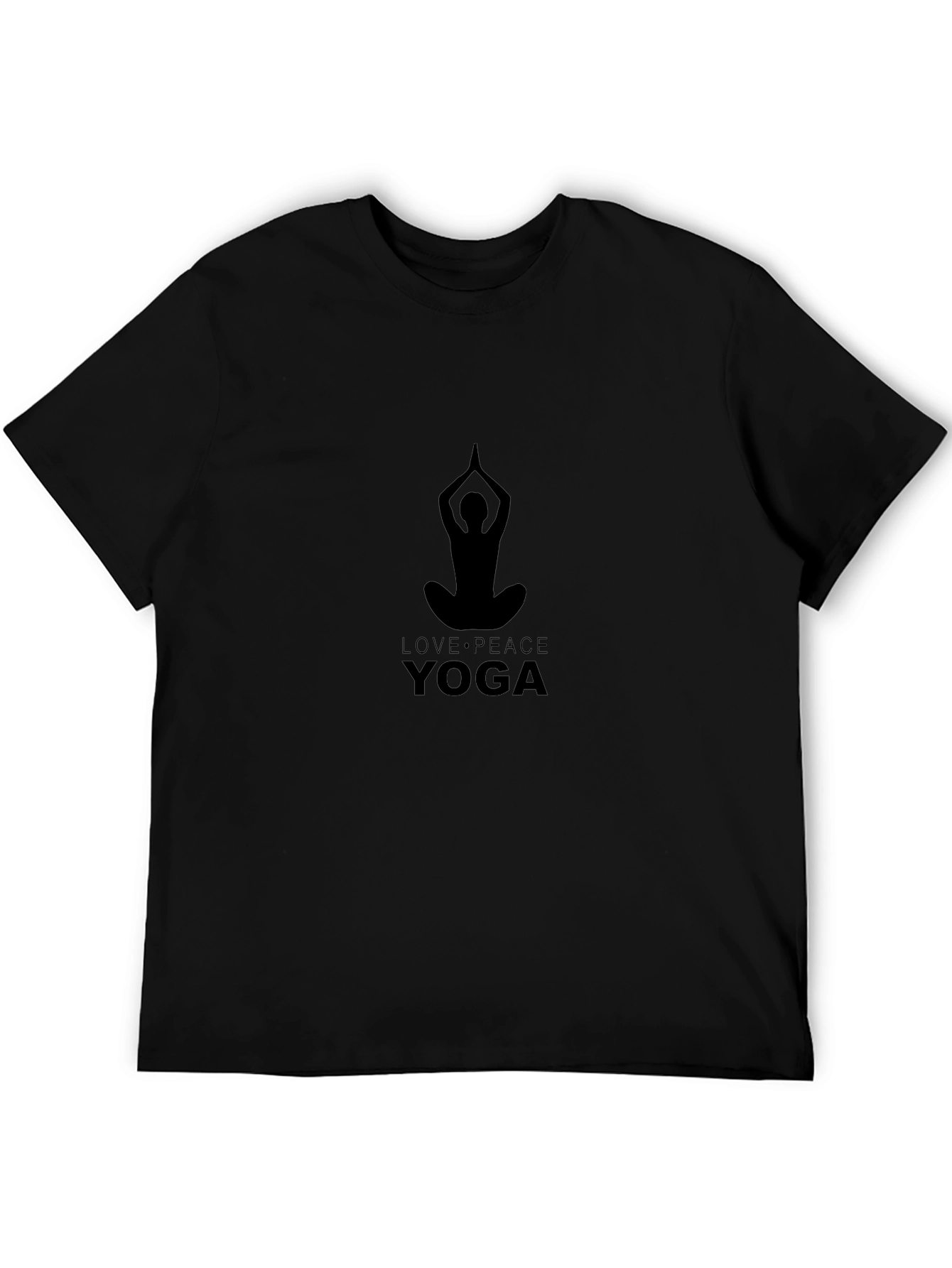 Mens Yoga Peace Love Black Graphic Tee