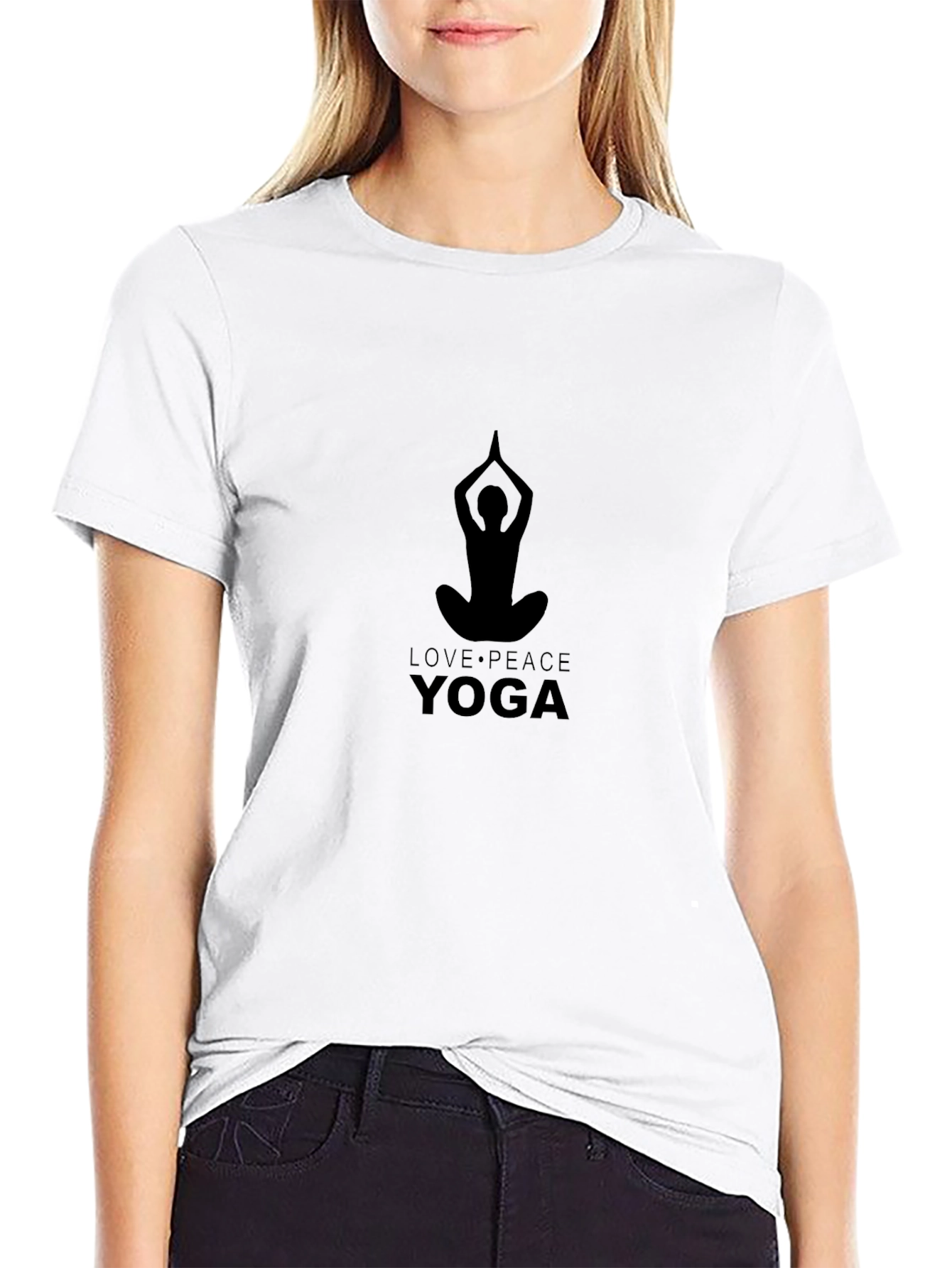 Mens Yoga Peace Love Black Graphic Tee