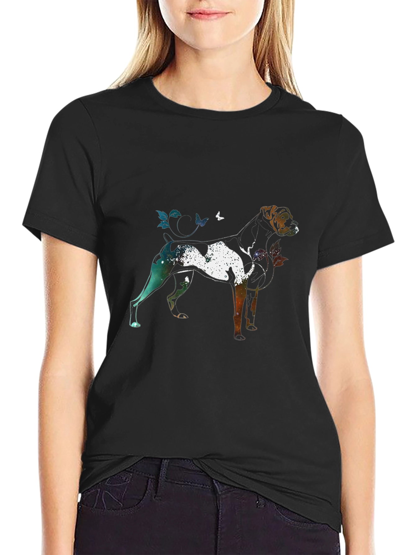Dog Silhouette Art Graphic T-Shirt