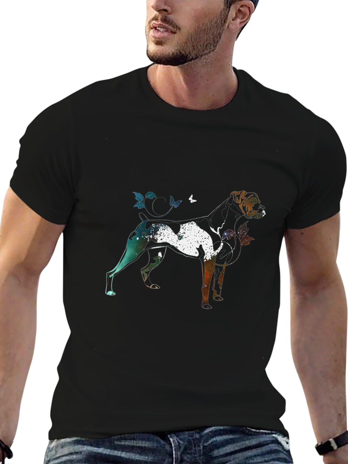 Dog Silhouette Art Graphic T-Shirt