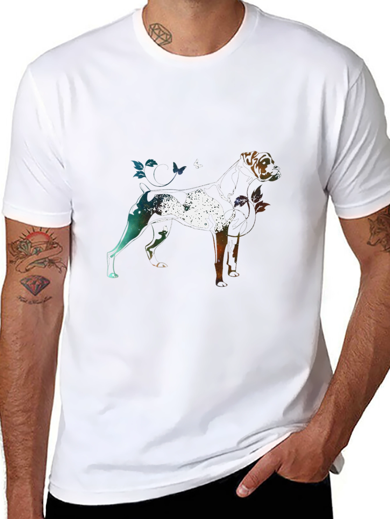 Dog Silhouette Art Graphic T-Shirt