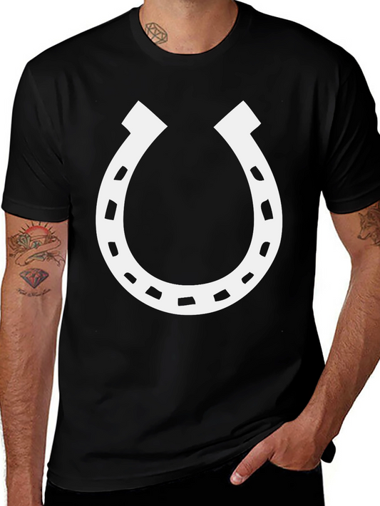 Lucky Horseshoe Graphic Tee - Black Cotton Blend T-Shirt