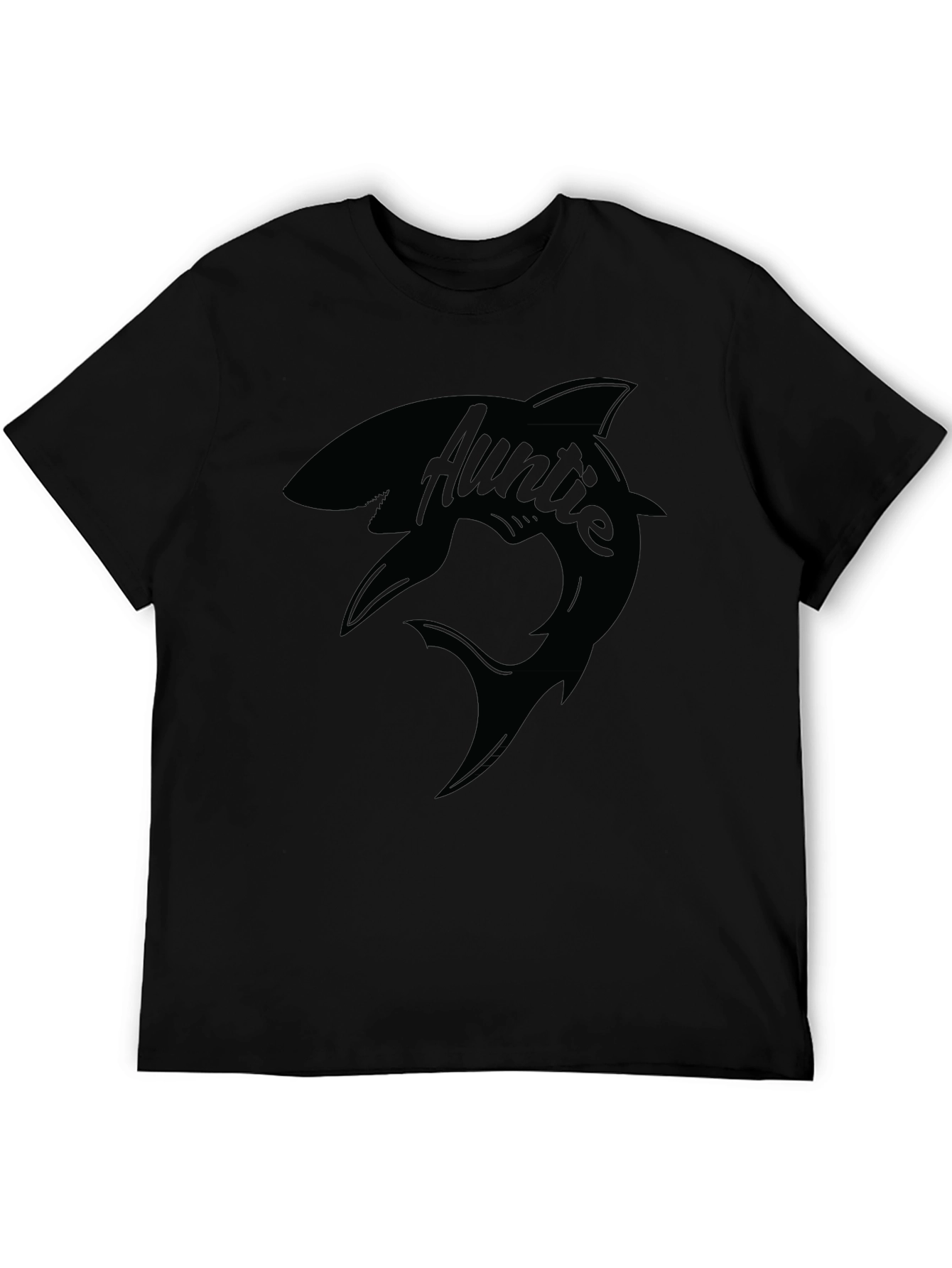 Auntie Shark Black T-Shirt - Funny Family Tee