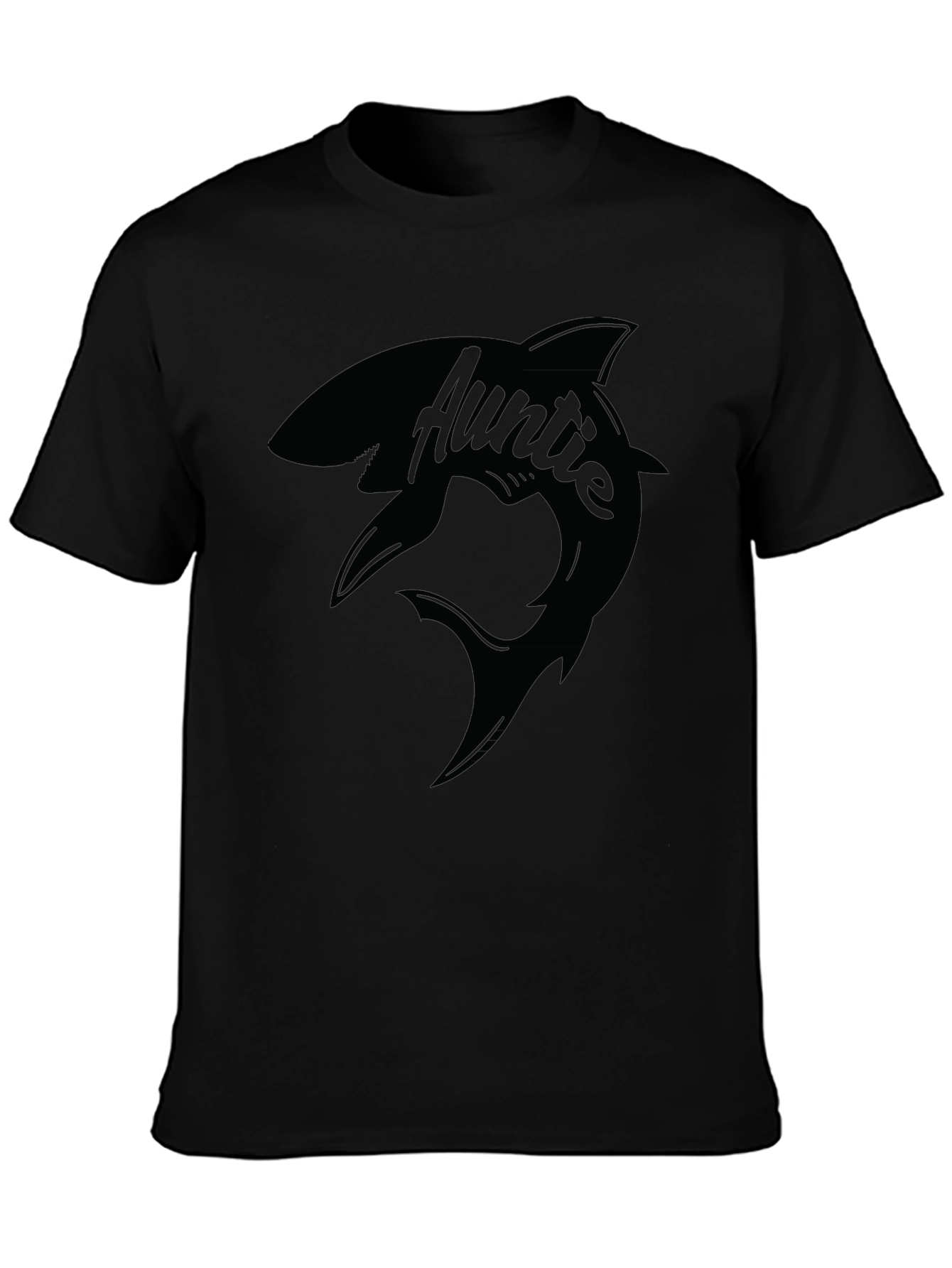 Auntie Shark Black T-Shirt - Funny Family Tee