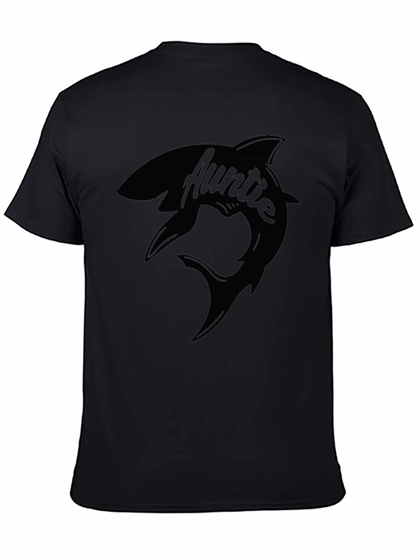Auntie Shark Black T-Shirt - Funny Family Tee