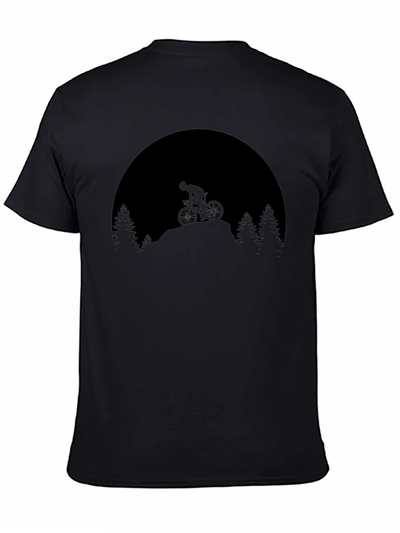 Mountain Biker Silhouette Graphic T-Shirt - Black