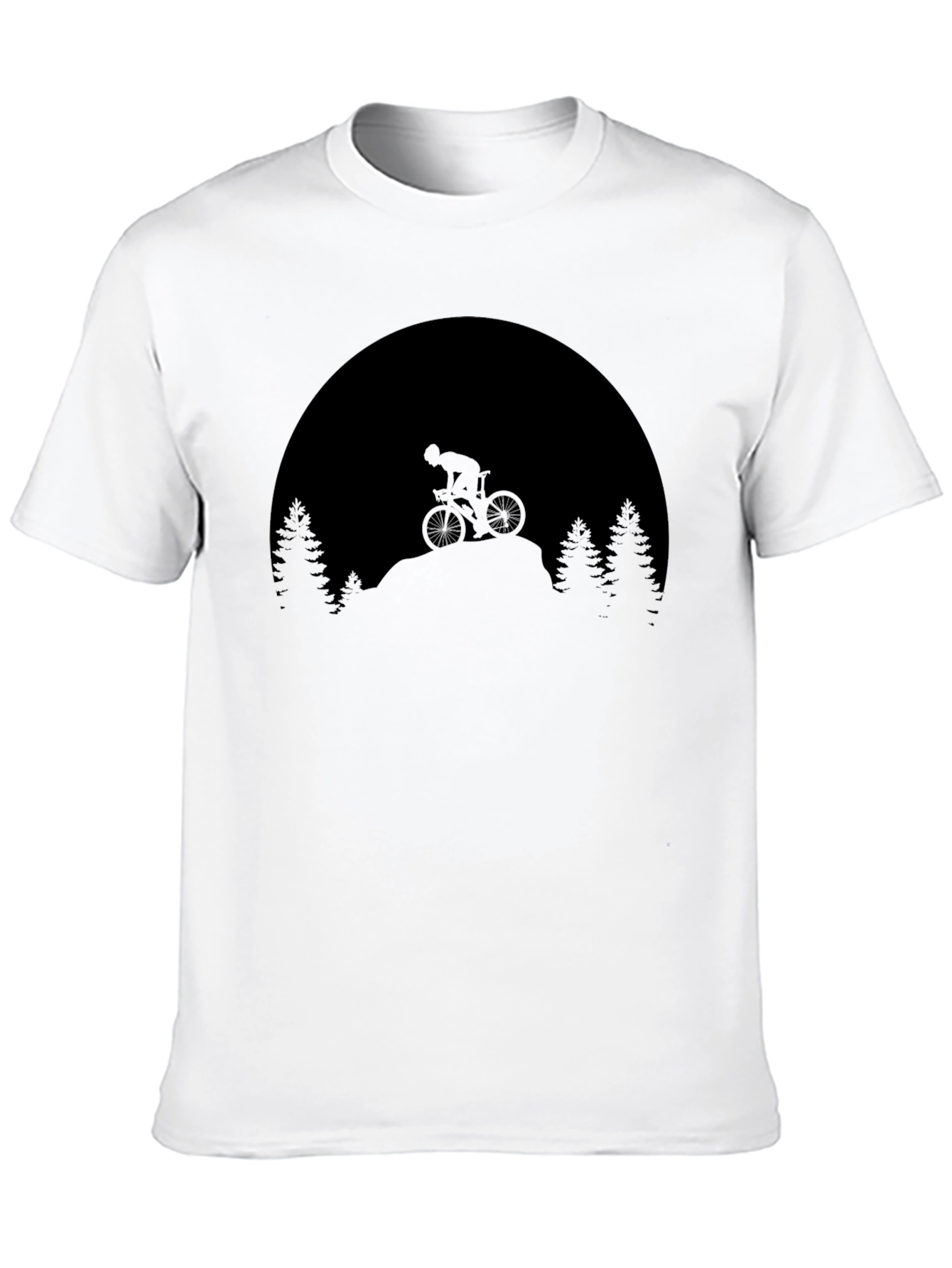 Mountain Biker Silhouette Graphic T-Shirt - Black