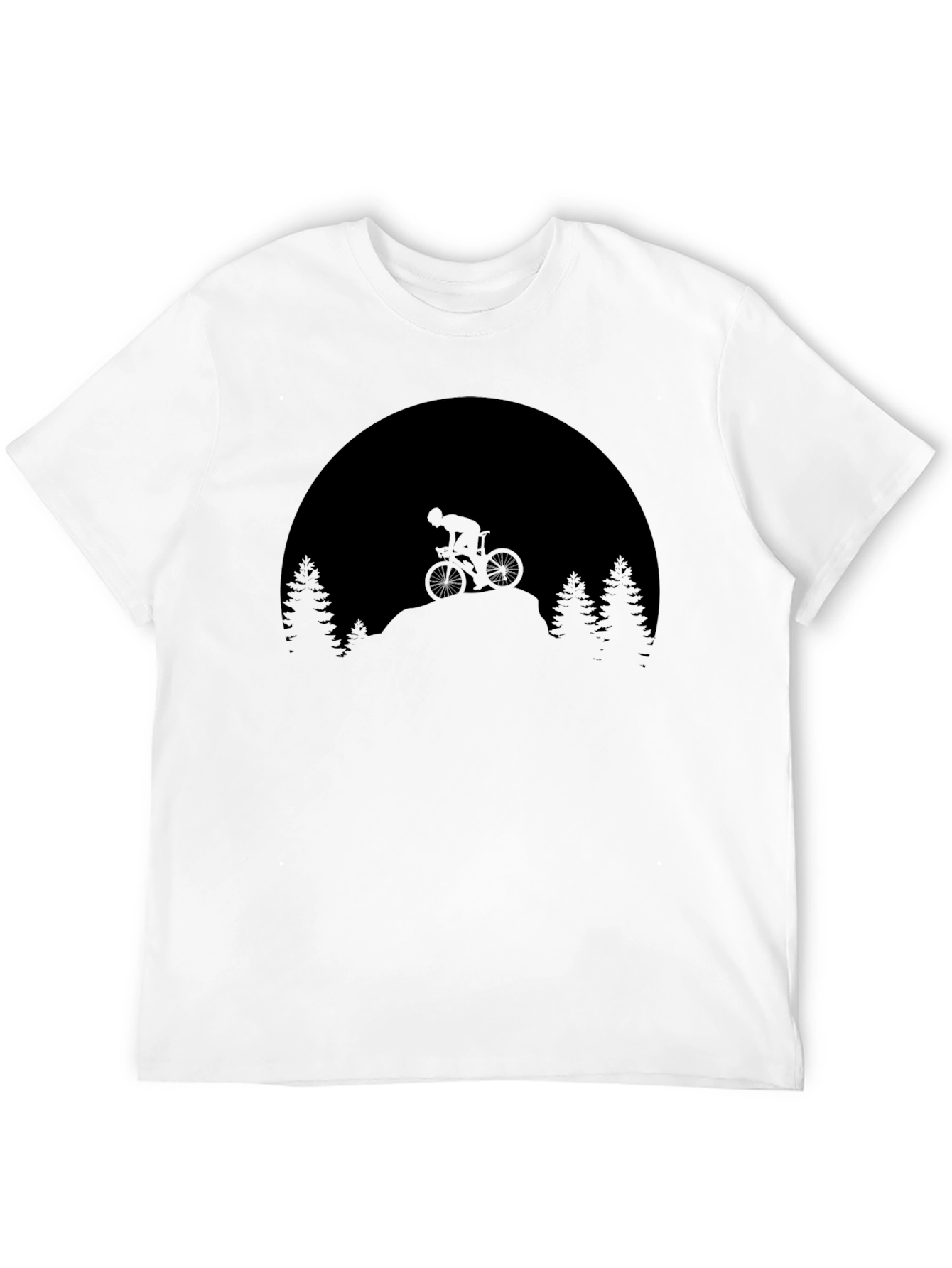 Mountain Biker Silhouette Graphic T-Shirt - Black