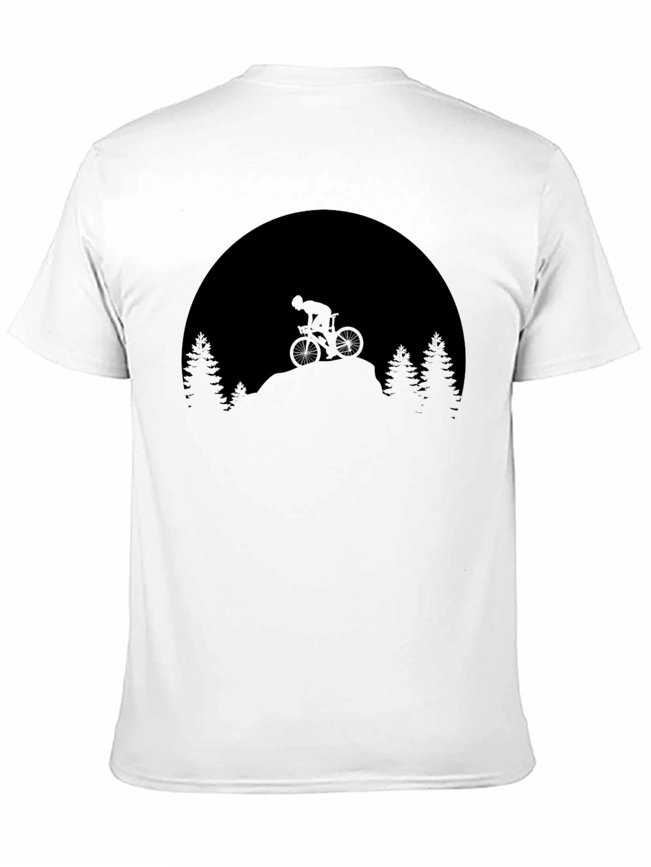 Mountain Biker Silhouette Graphic T-Shirt - Black