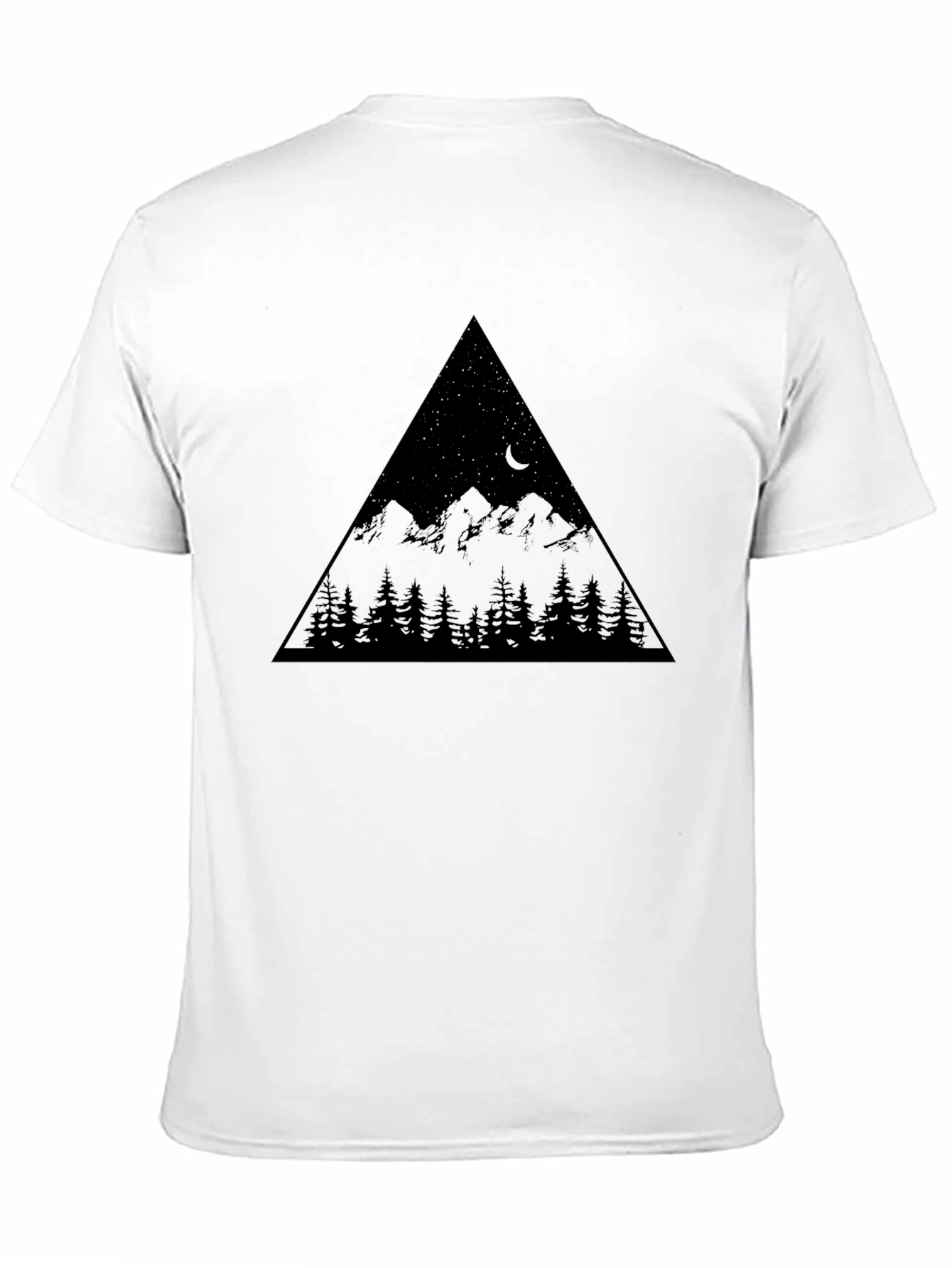 Mountain Scene Graphic Tee - Black Cotton Blend T-Shirt