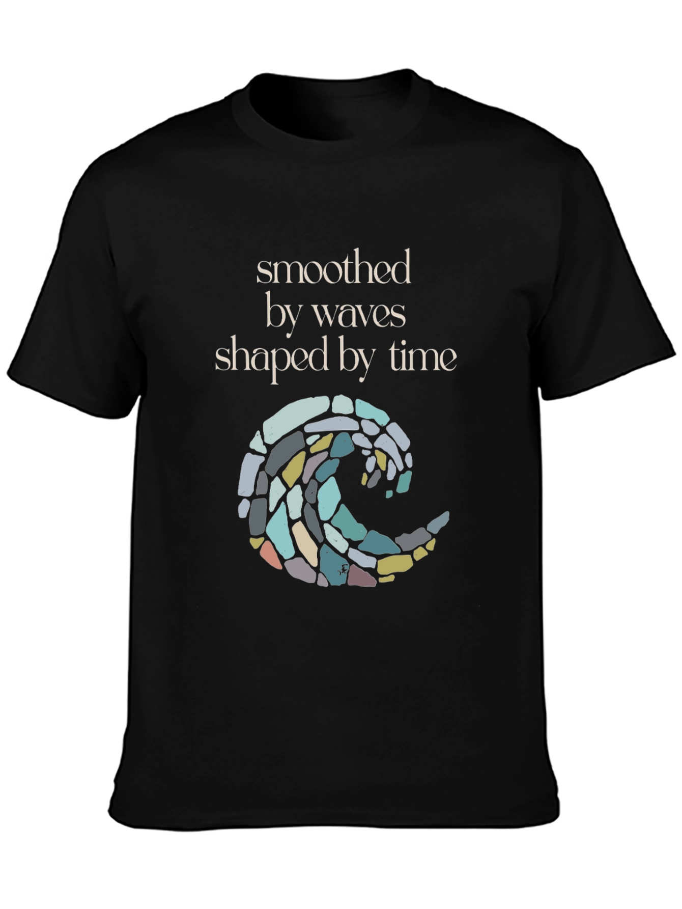 Smoothed by Waves T-Shirt - Black Graphic Tee