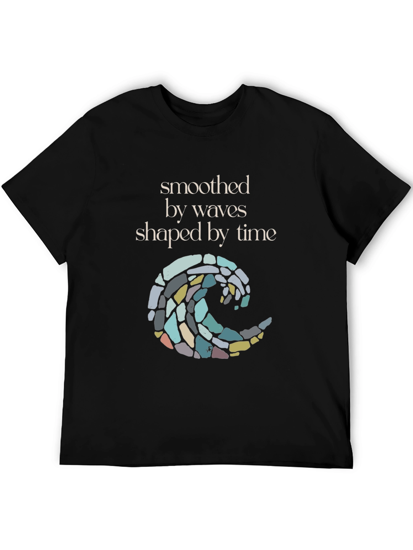 Smoothed by Waves T-Shirt - Black Graphic Tee
