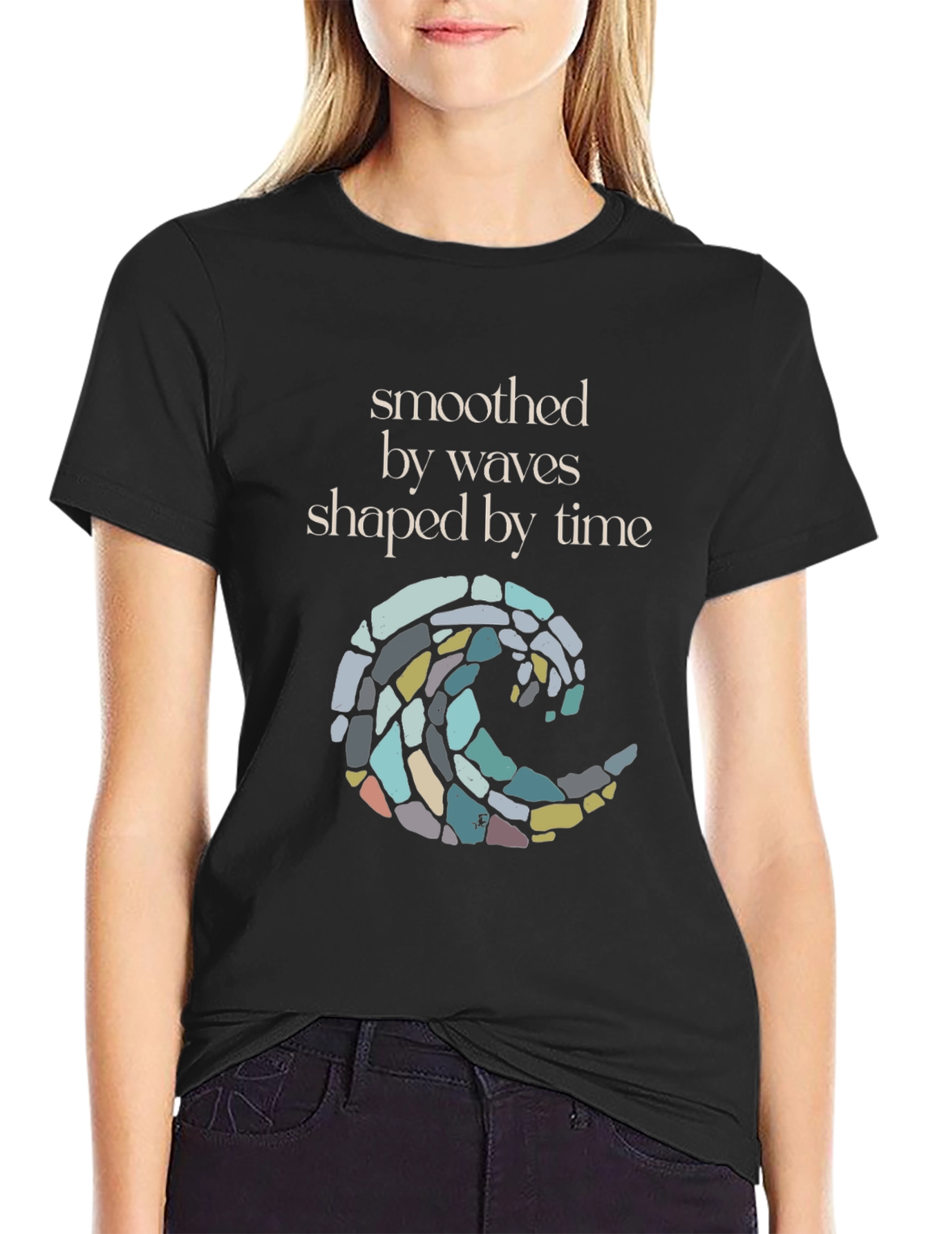 Smoothed by Waves T-Shirt - Black Graphic Tee