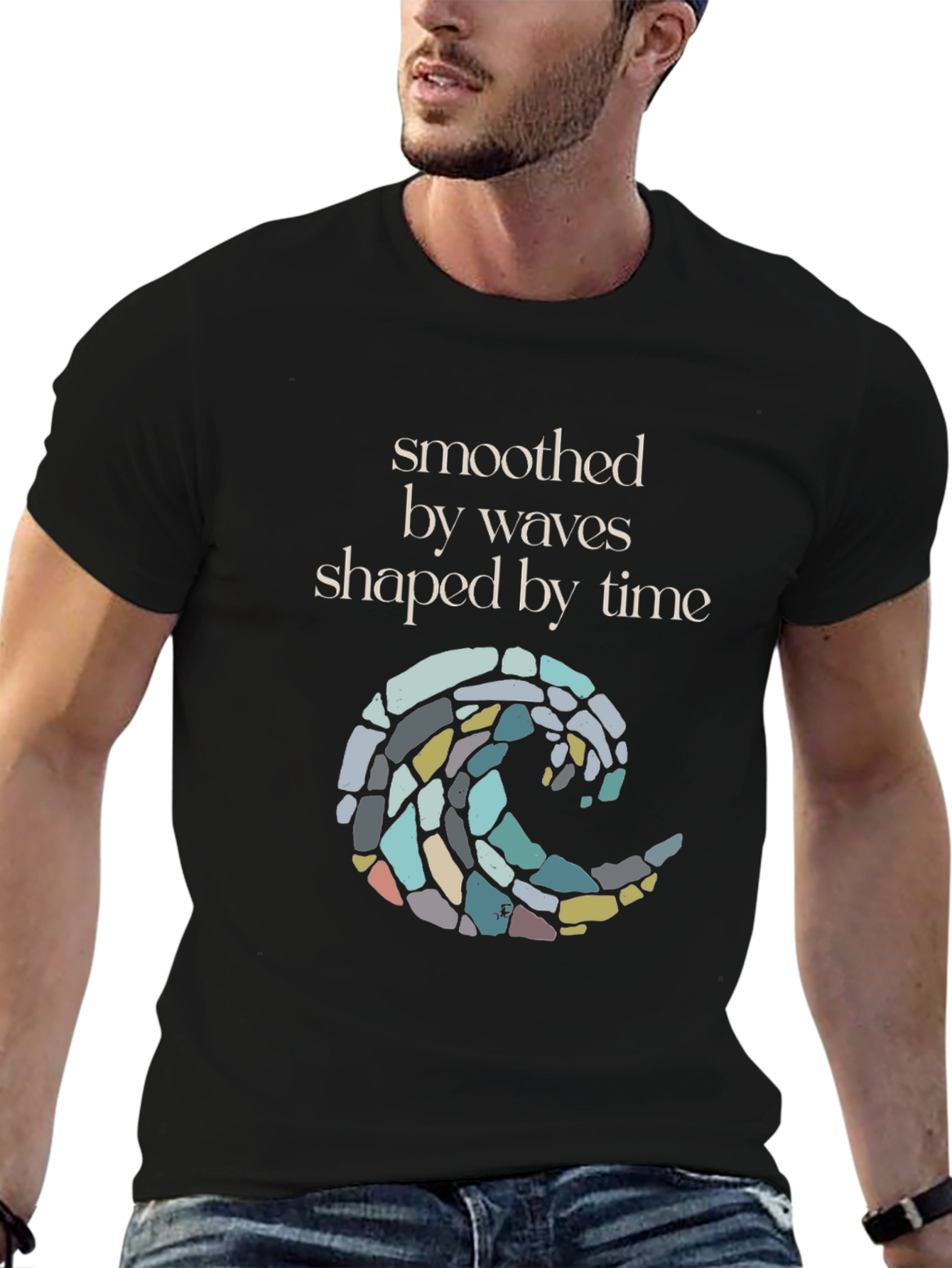 Smoothed by Waves T-Shirt - Black Graphic Tee