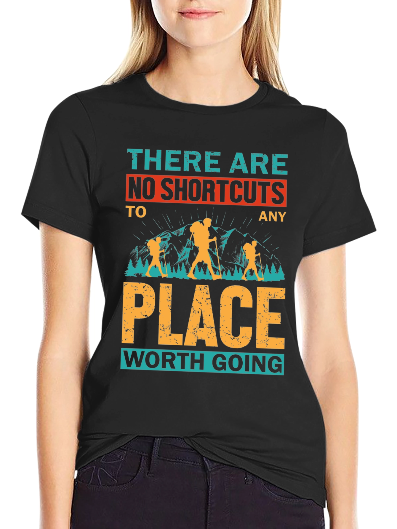 No Shortcuts Hiking T-Shirt - Adventure Awaits