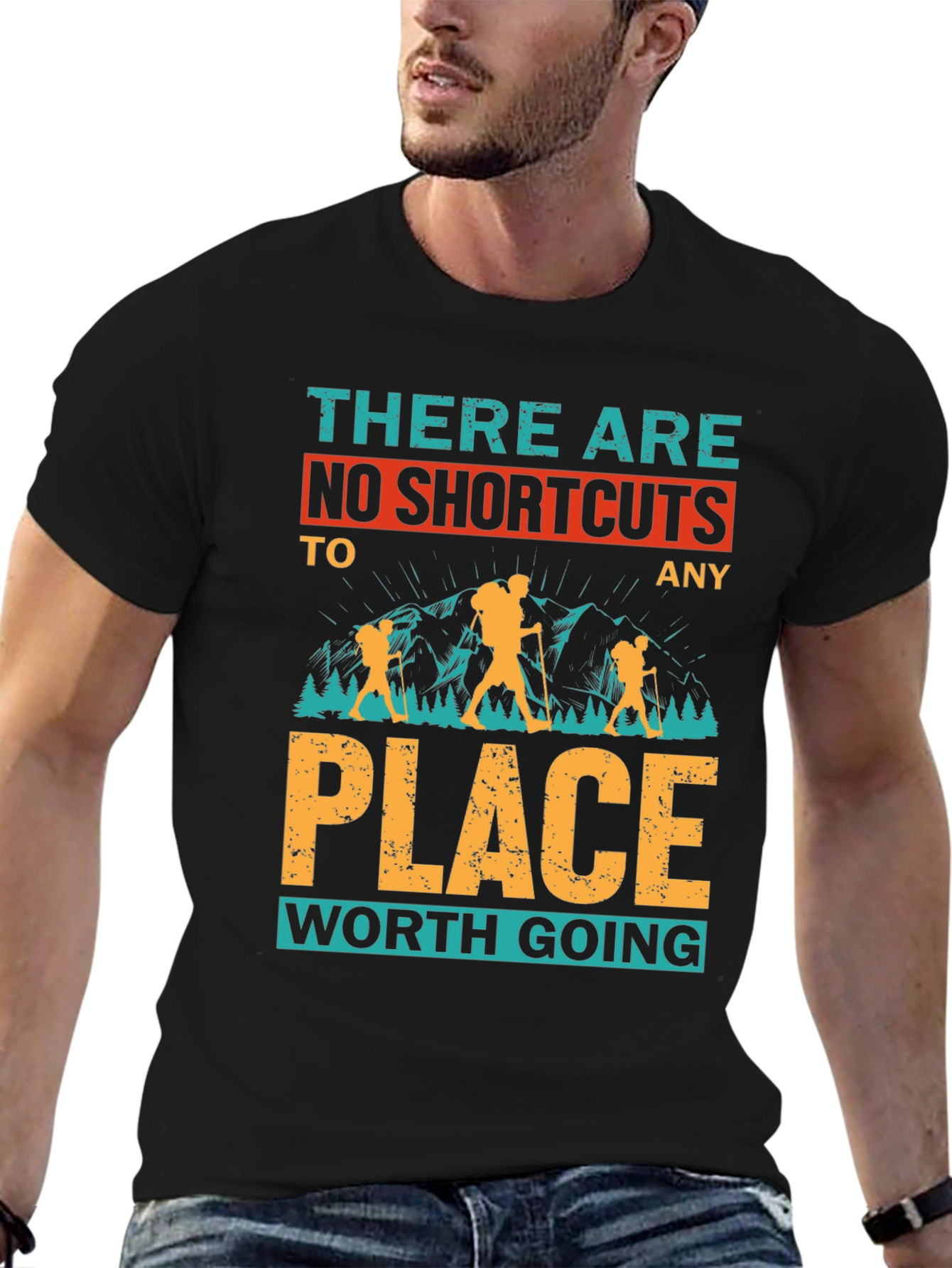 No Shortcuts Hiking T-Shirt - Adventure Awaits