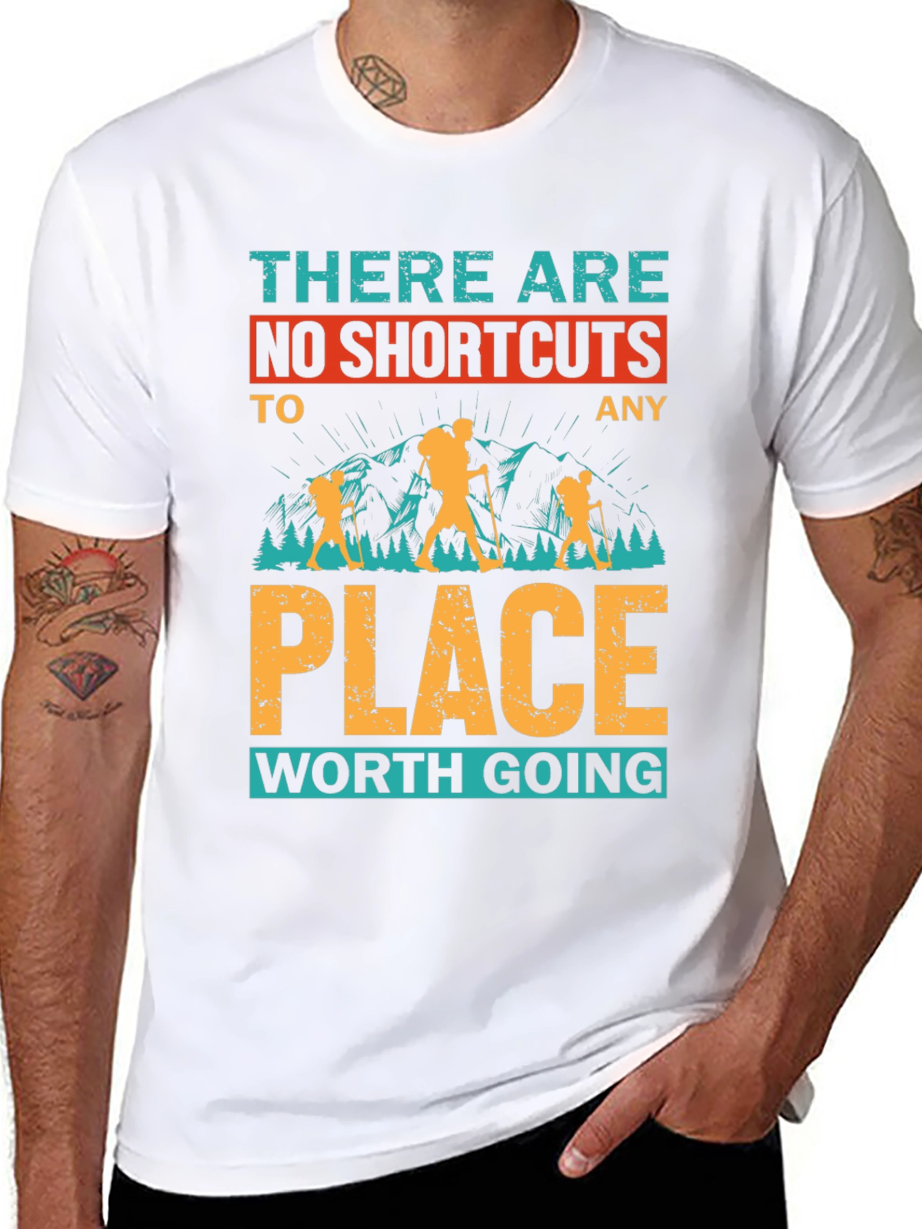 No Shortcuts Hiking T-Shirt - Adventure Awaits