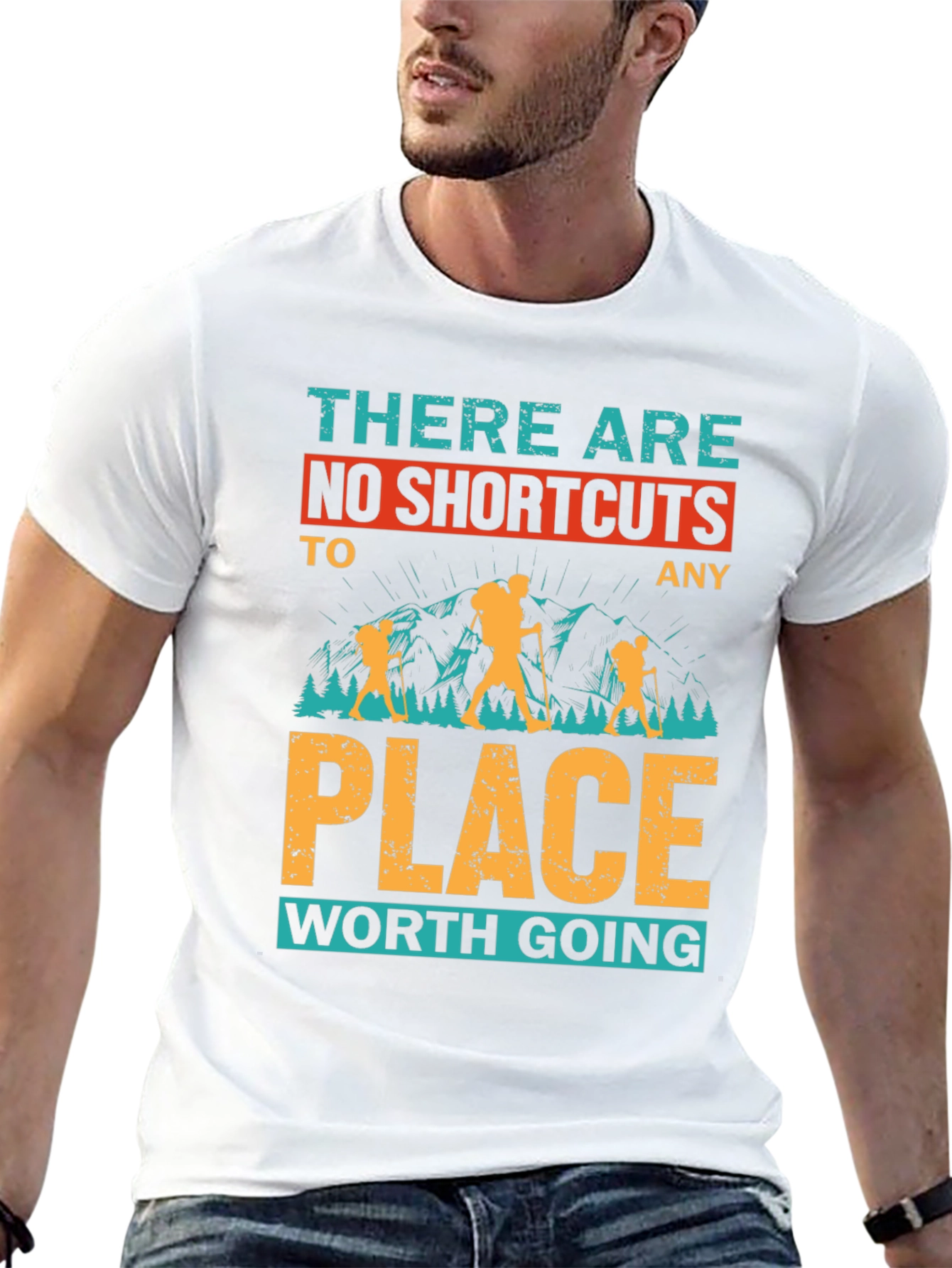 No Shortcuts Hiking T-Shirt - Adventure Awaits