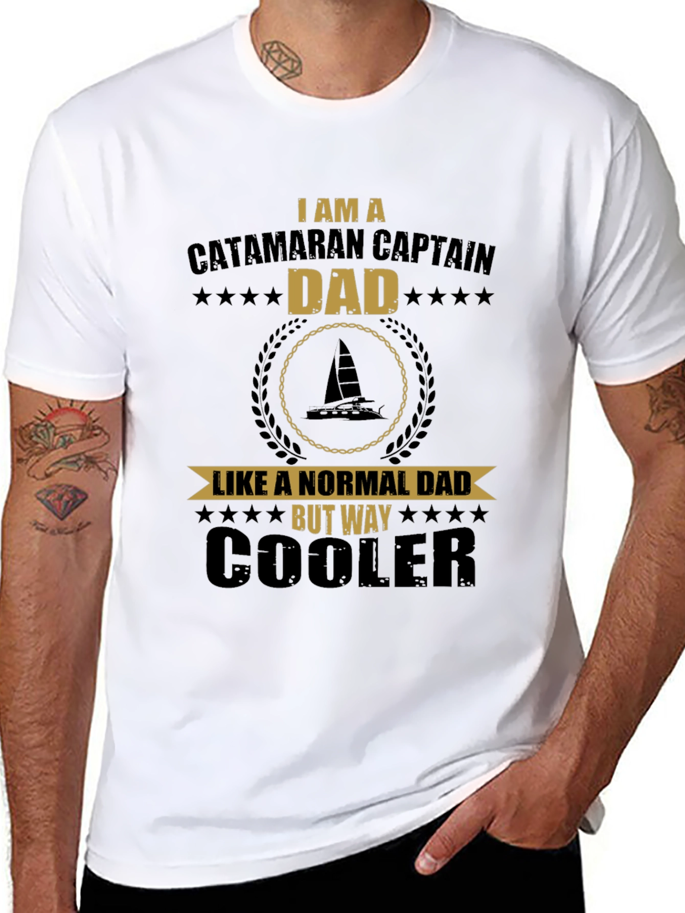 Catamaran Captain Dad T-Shirt - Cool Dad Gift
