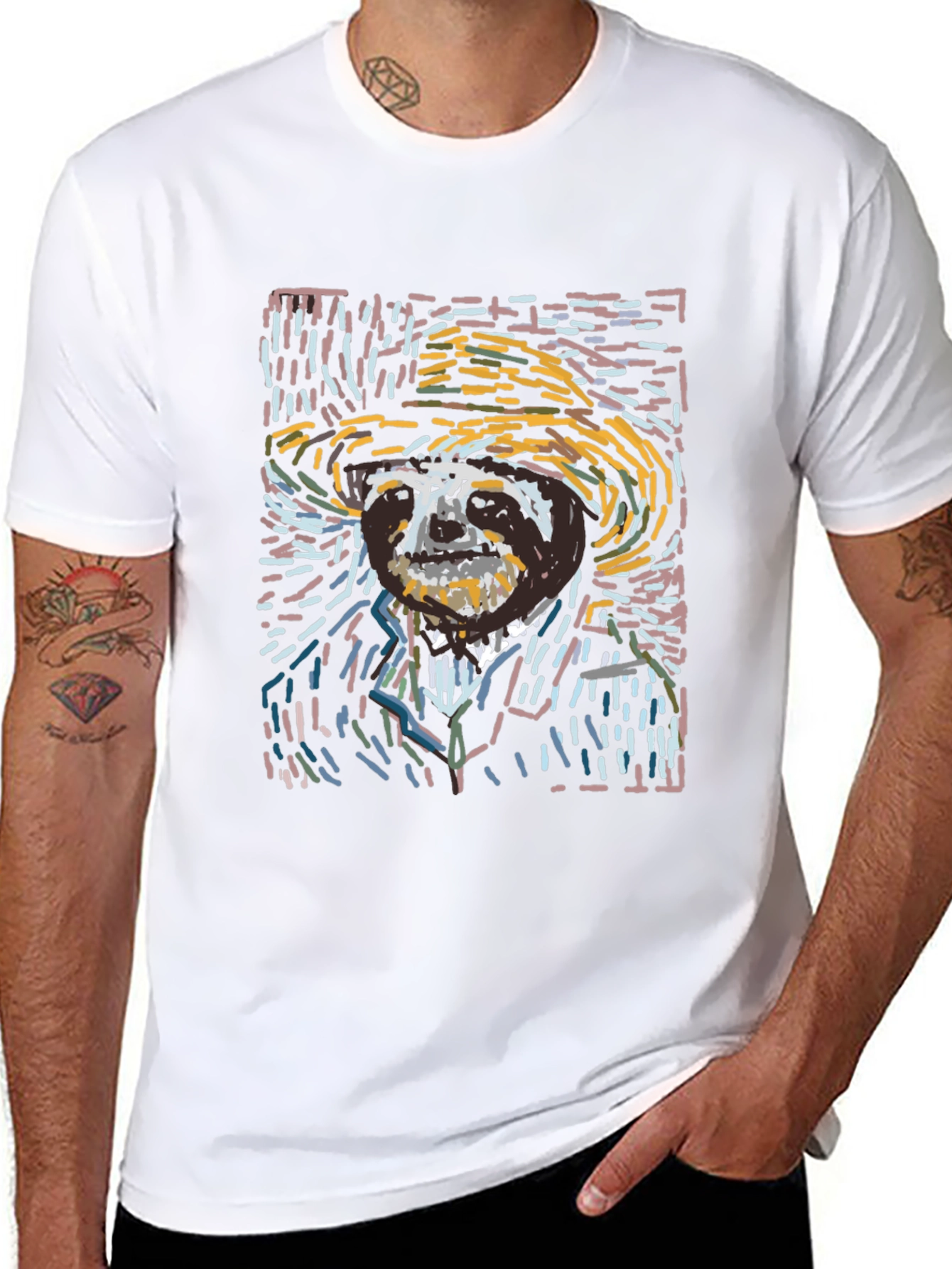 Sloth Van Gogh Style T-Shirt - Artsy Novelty Tee