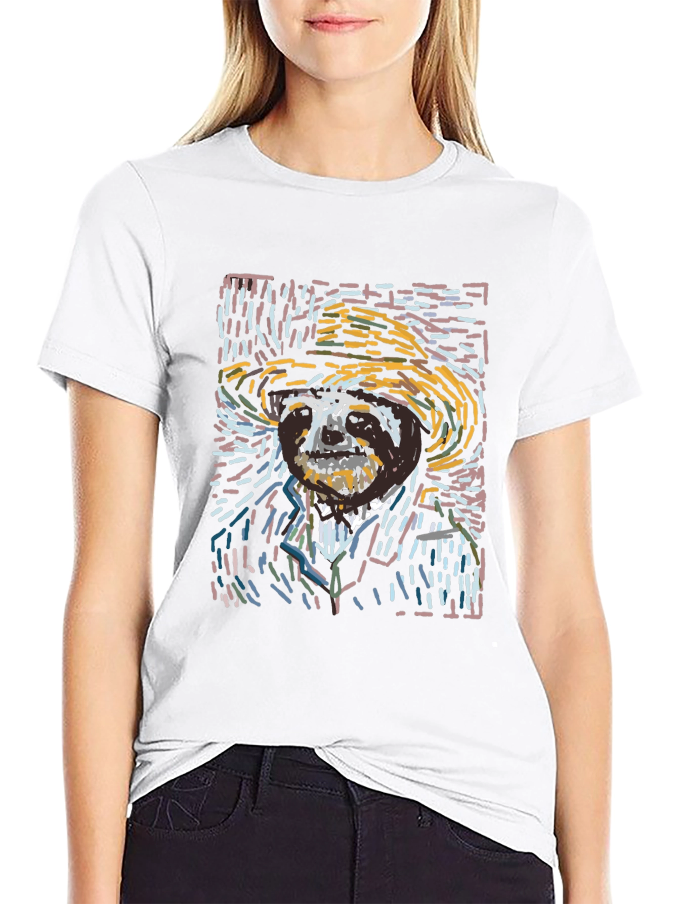 Sloth Van Gogh Style T-Shirt - Artsy Novelty Tee