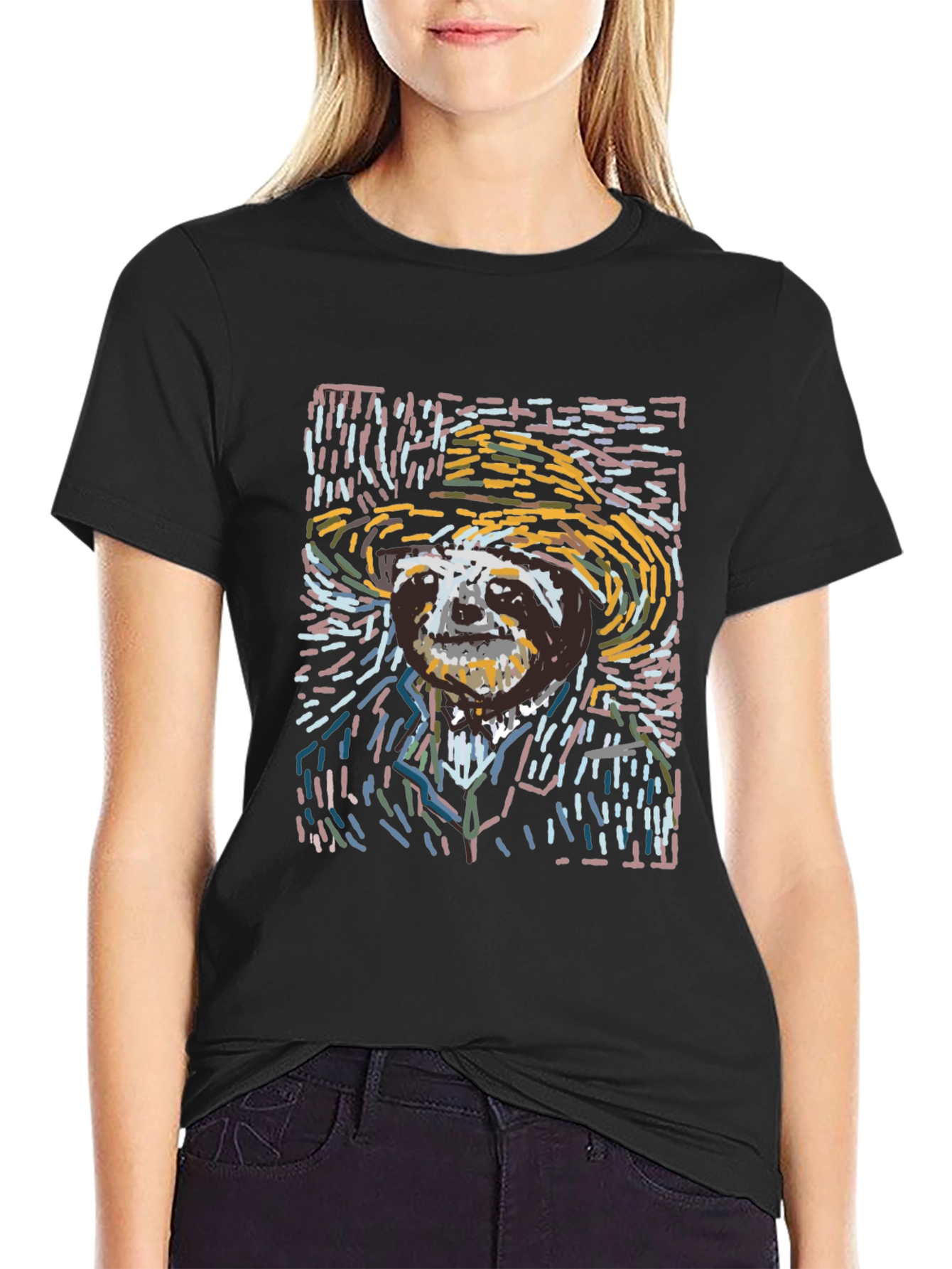 Sloth Van Gogh Style T-Shirt - Artsy Novelty Tee
