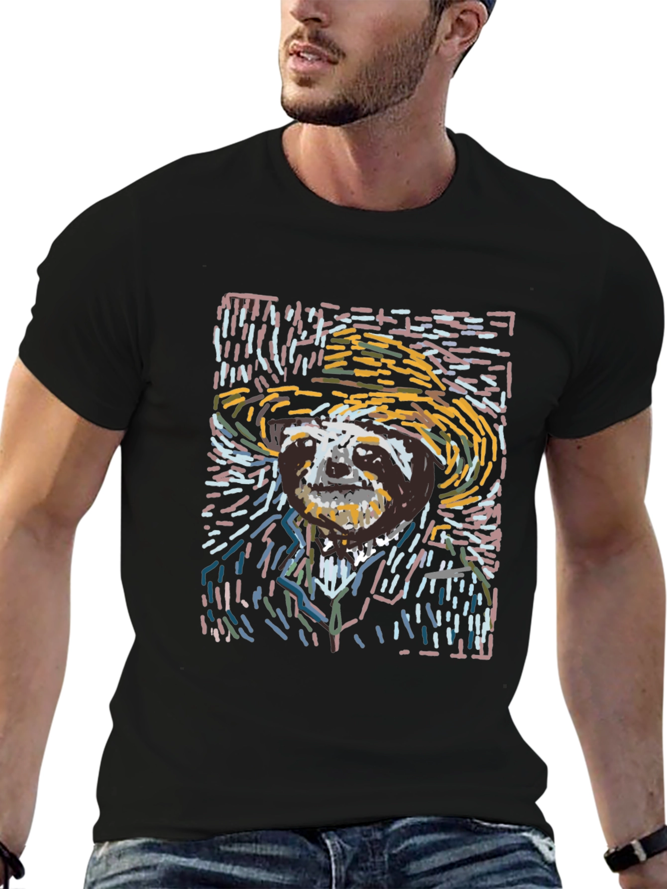 Sloth Van Gogh Style T-Shirt - Artsy Novelty Tee