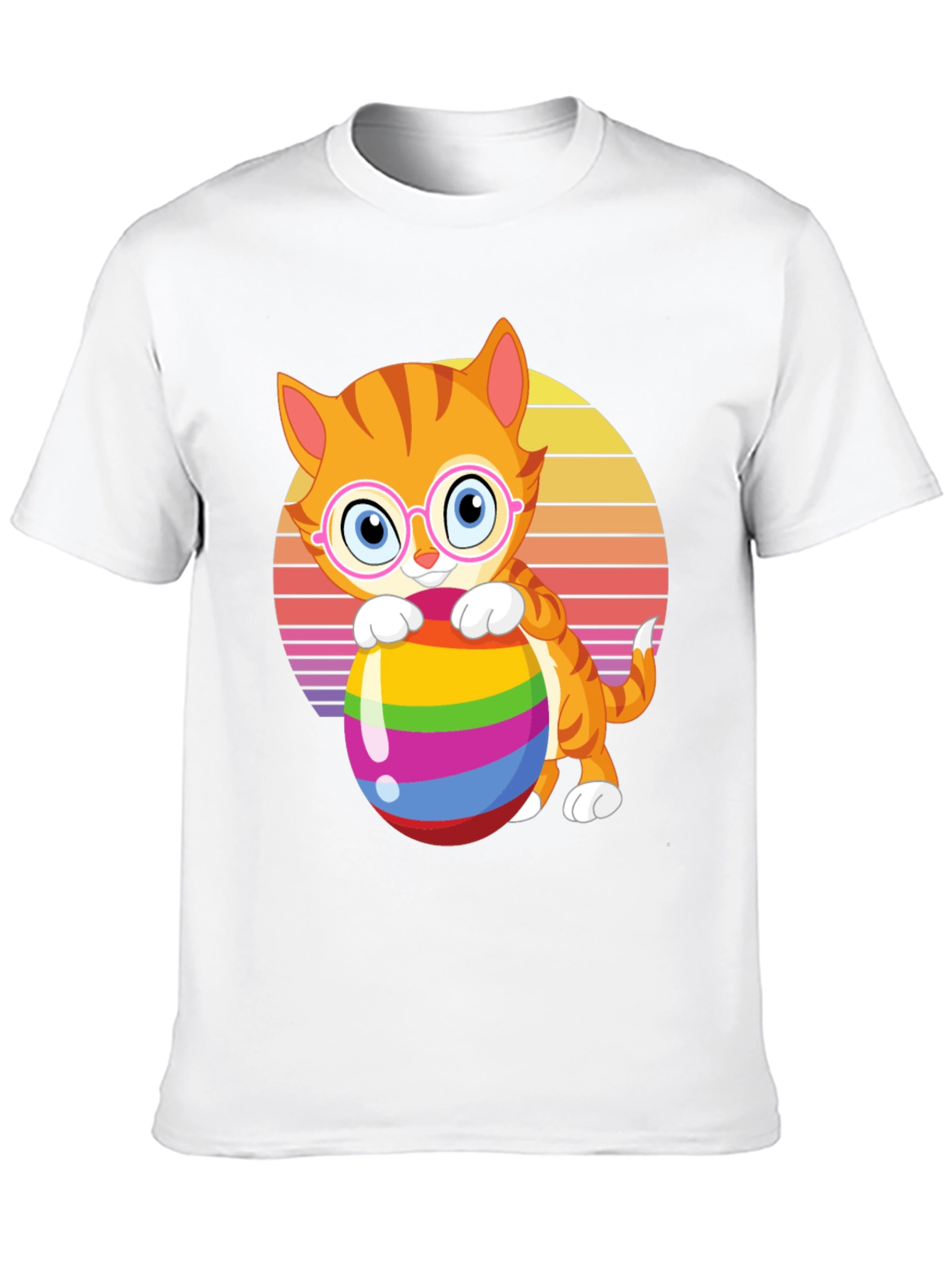 Cat with Easter Egg Graphic Tee