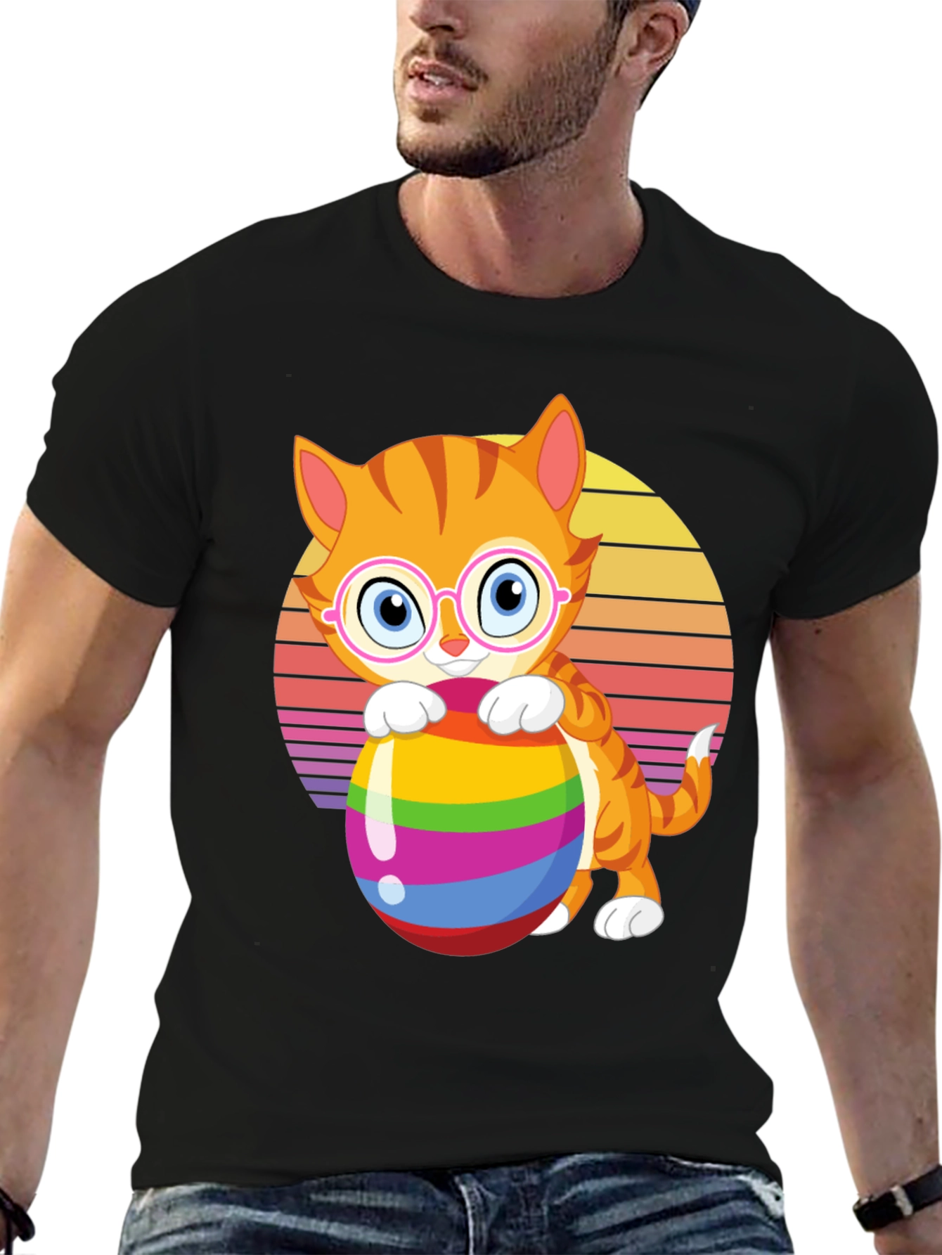 Cat with Easter Egg Graphic Tee