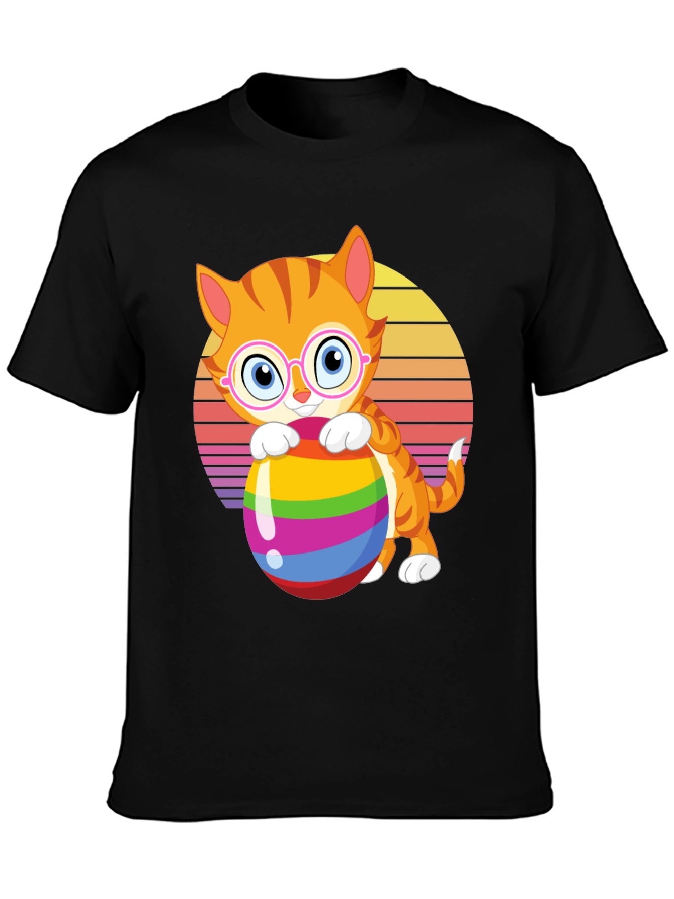 Cat with Easter Egg Graphic Tee