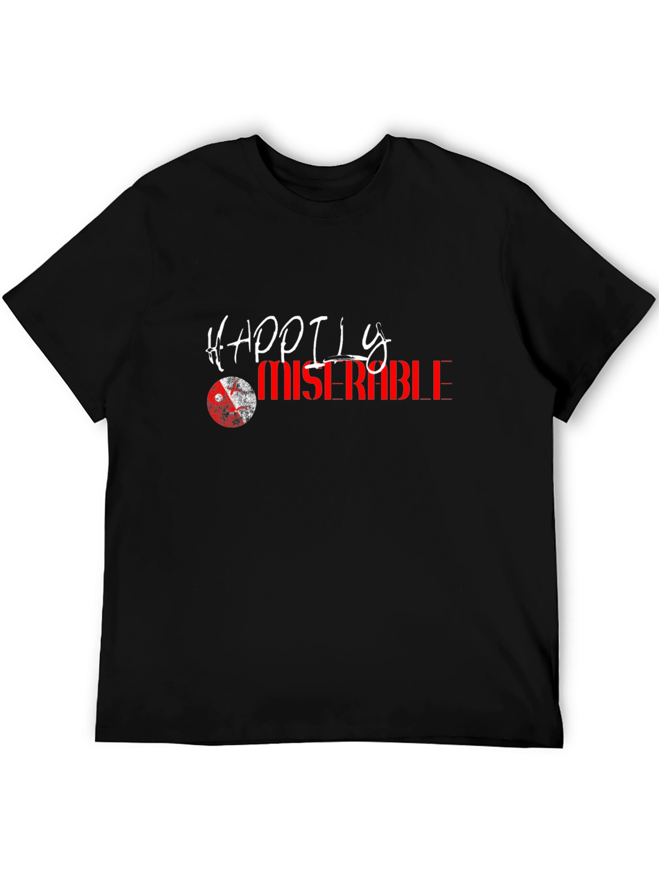 Happily Miserable Graphic Tee - Black Cotton Casual Shirt