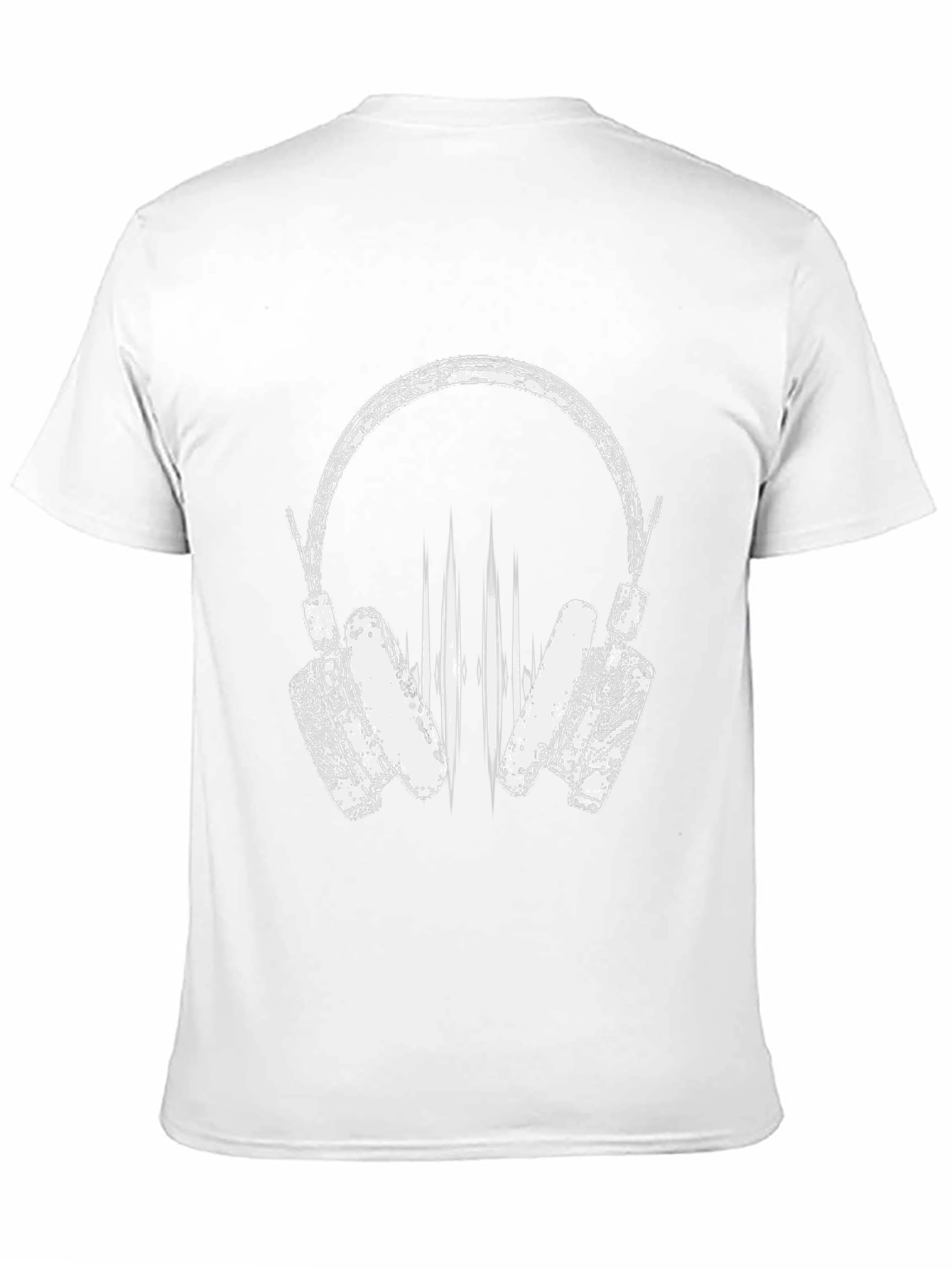 Stylish Black T-Shirt with Headphones Graphic
