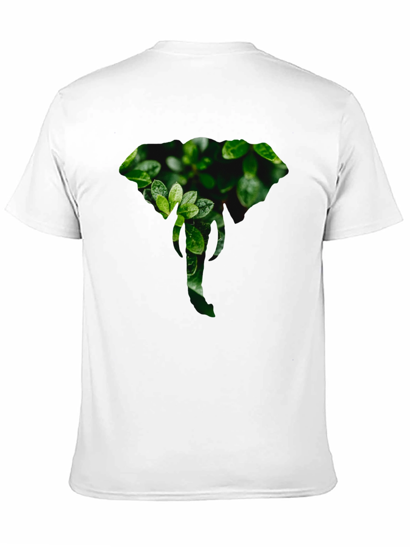 Elephant Leaf Print Black T-Shirt
