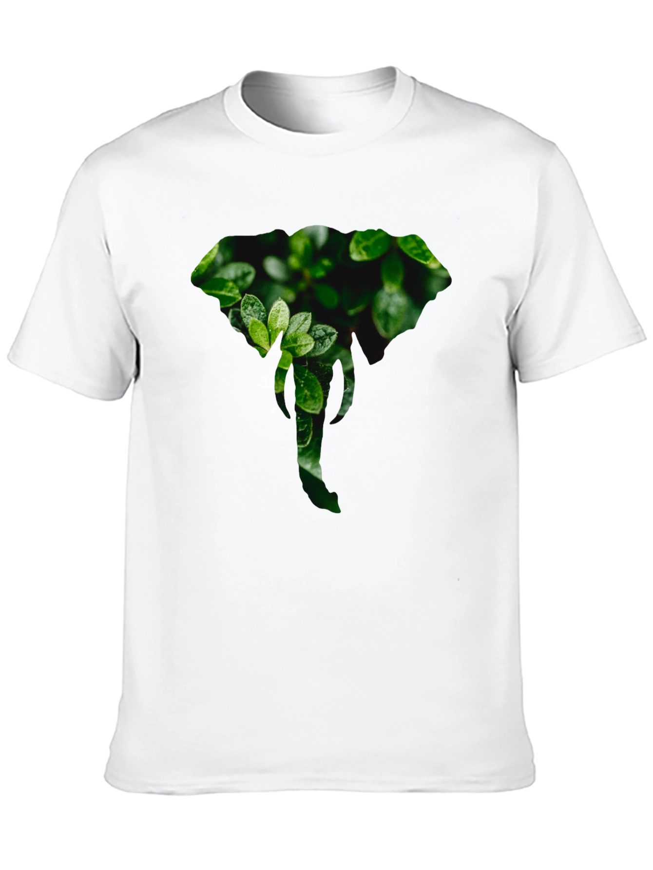 Elephant Leaf Print Black T-Shirt