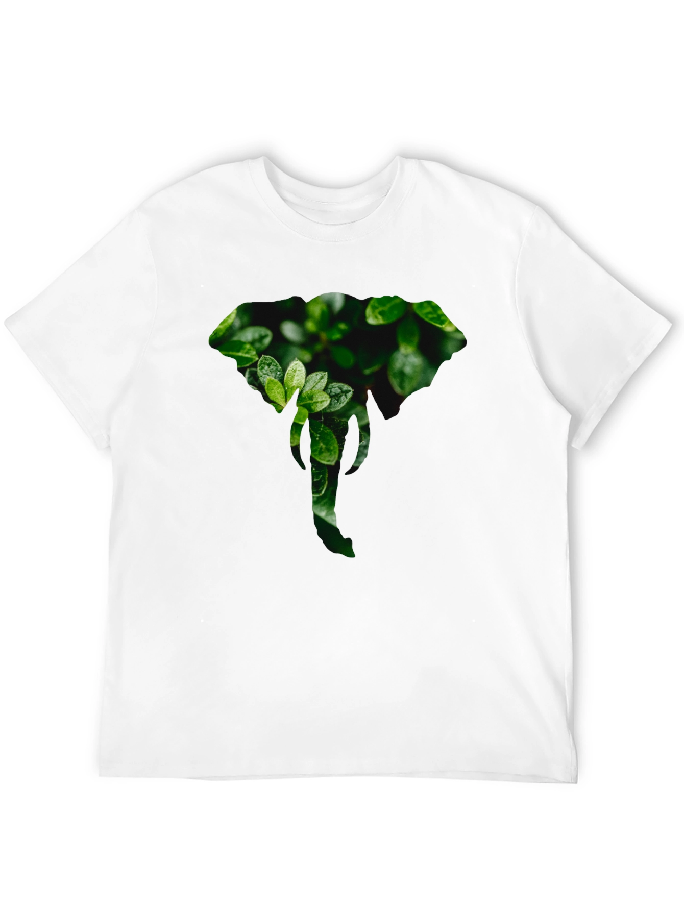Elephant Leaf Print Black T-Shirt
