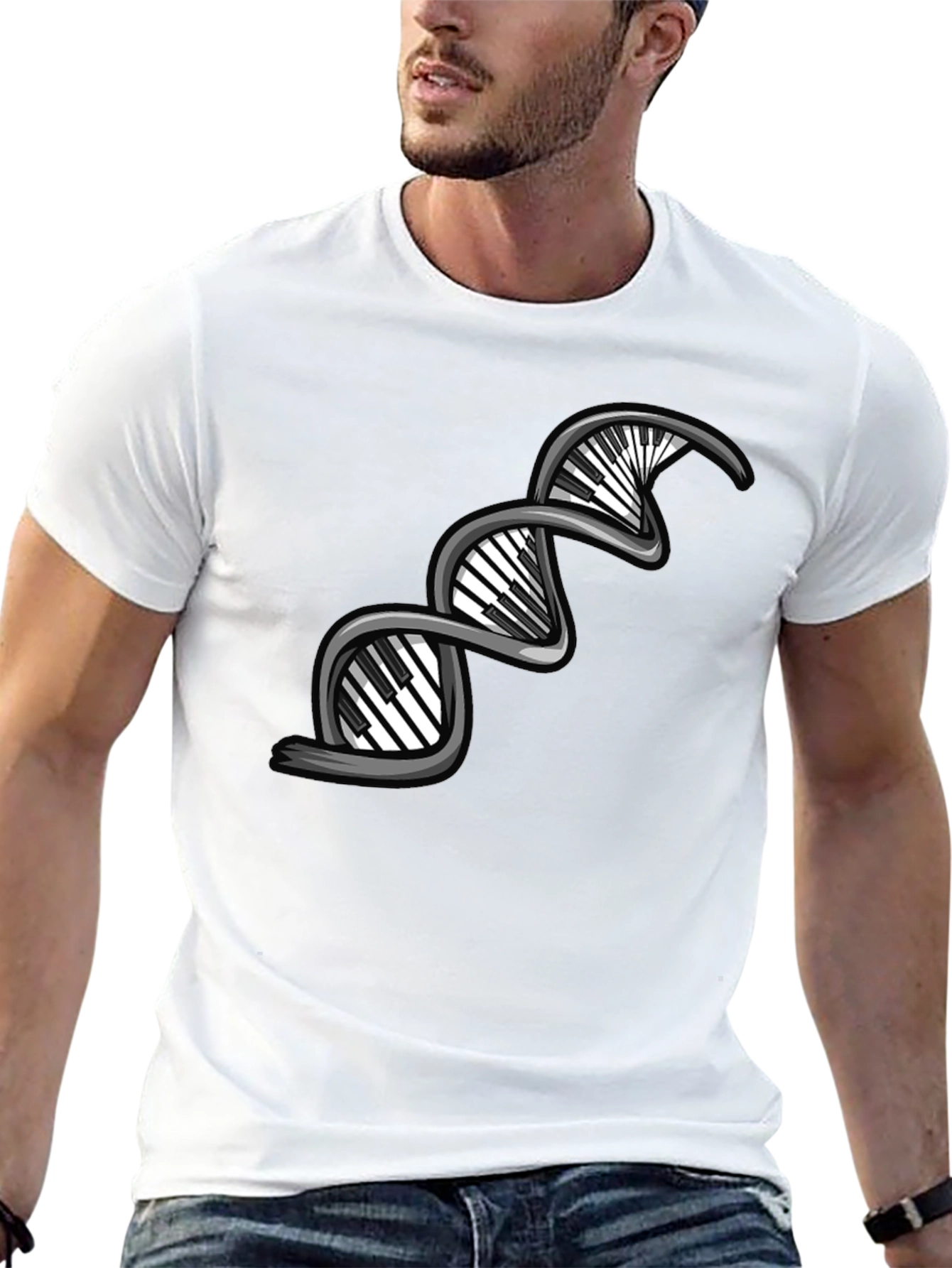 Piano DNA Graphic Tee - Black Cotton T-Shirt