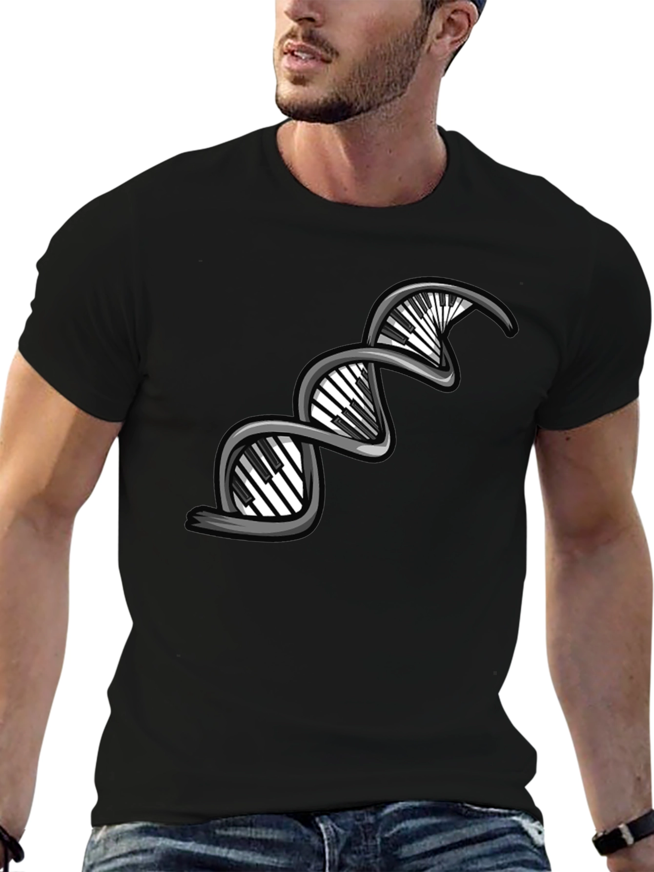 Piano DNA Graphic Tee - Black Cotton T-Shirt