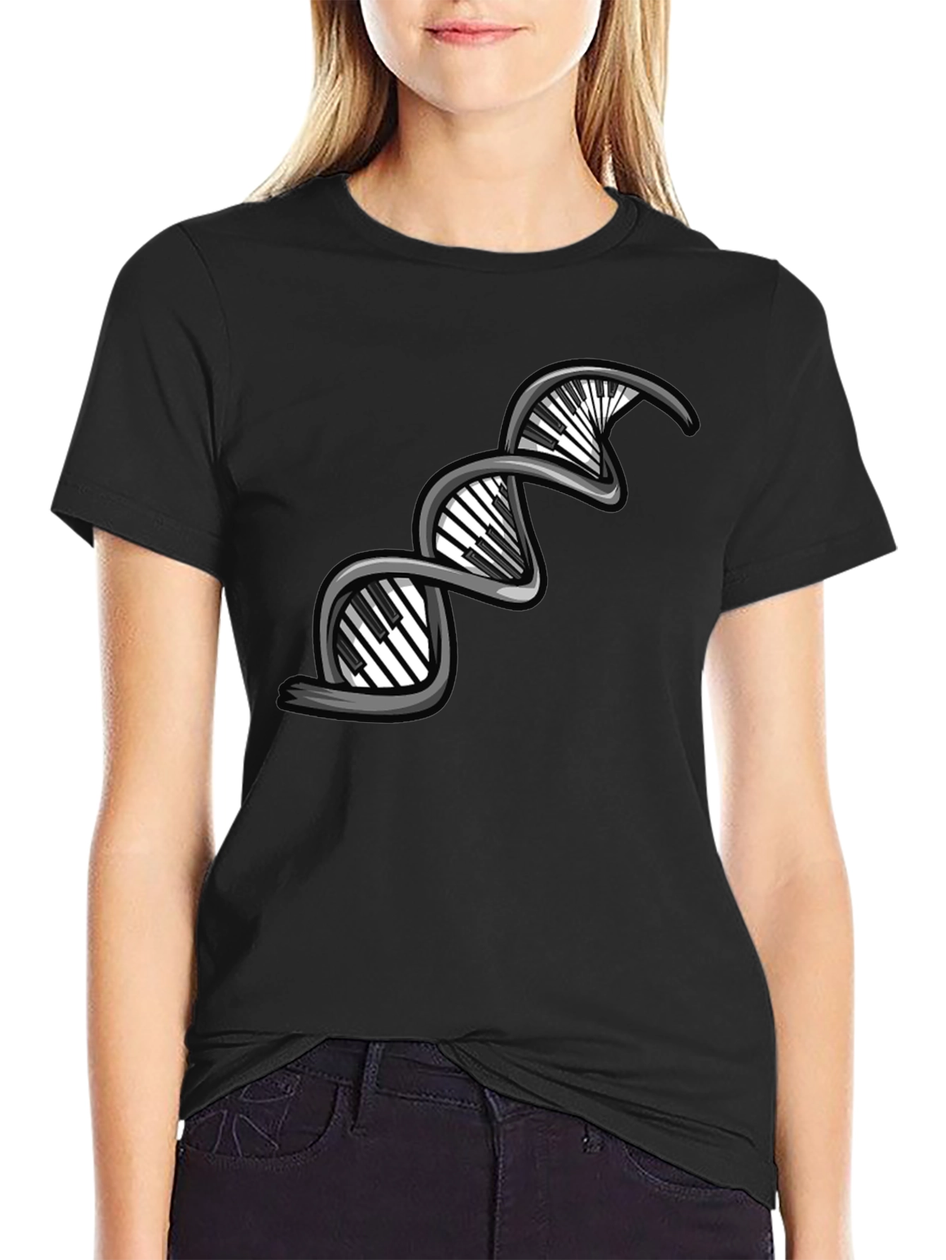 Piano DNA Graphic Tee - Black Cotton T-Shirt