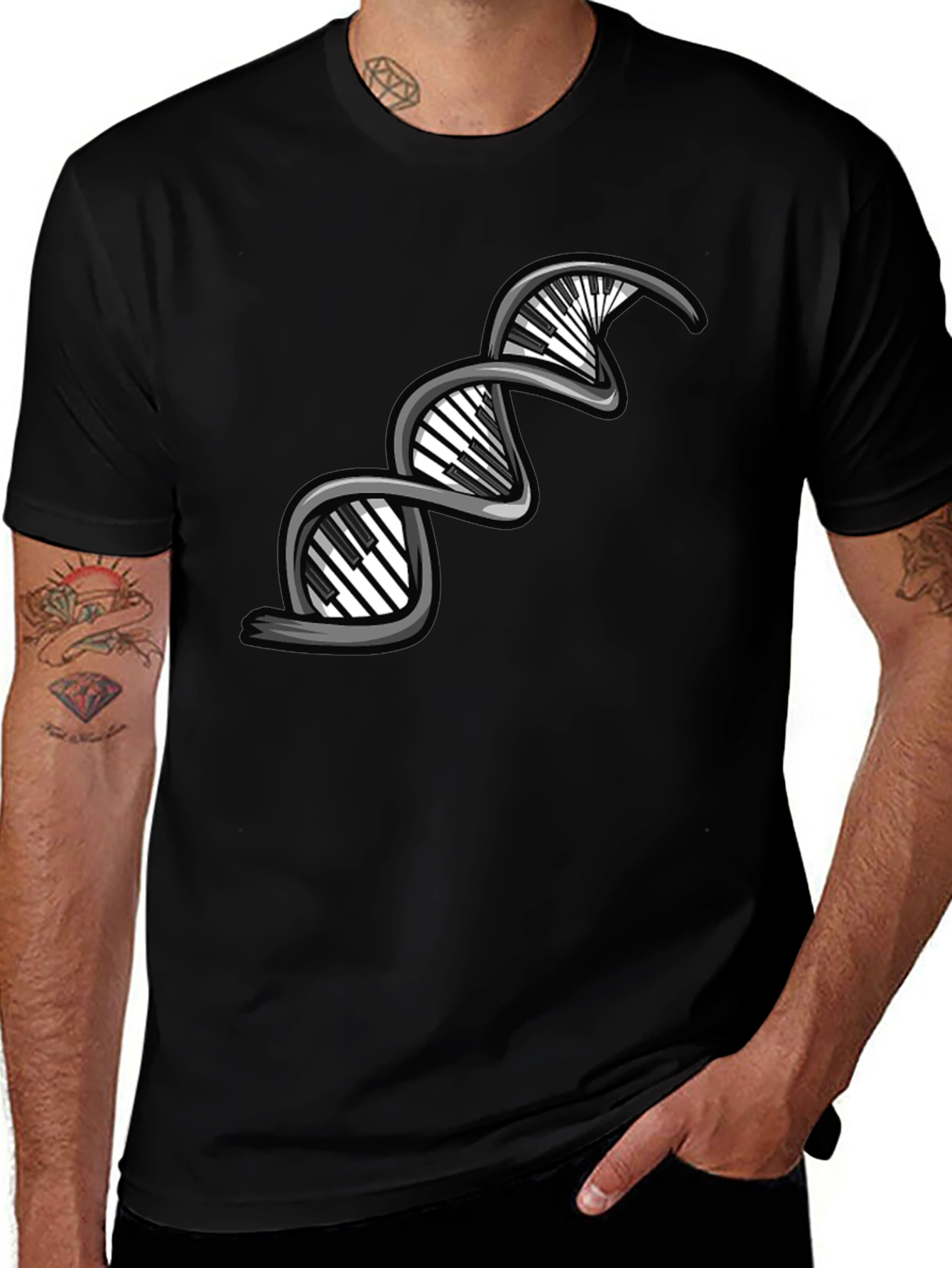 Piano DNA Graphic Tee - Black Cotton T-Shirt