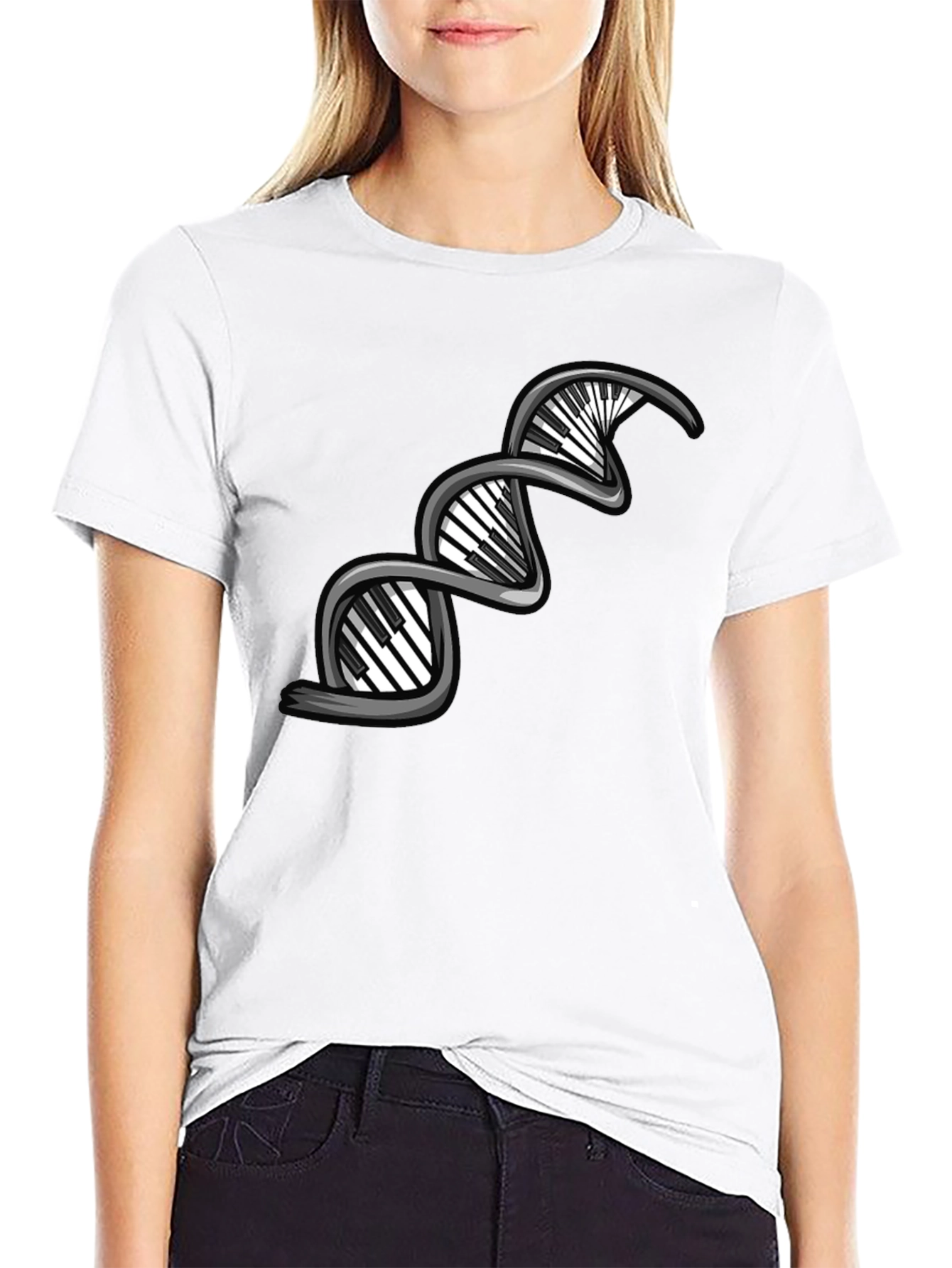 Piano DNA Graphic Tee - Black Cotton T-Shirt