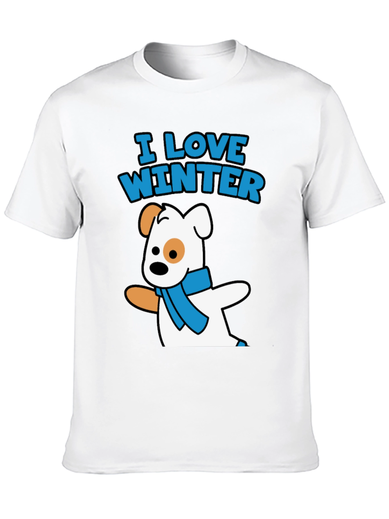 I Love Winter Dog Graphic Black T-Shirt