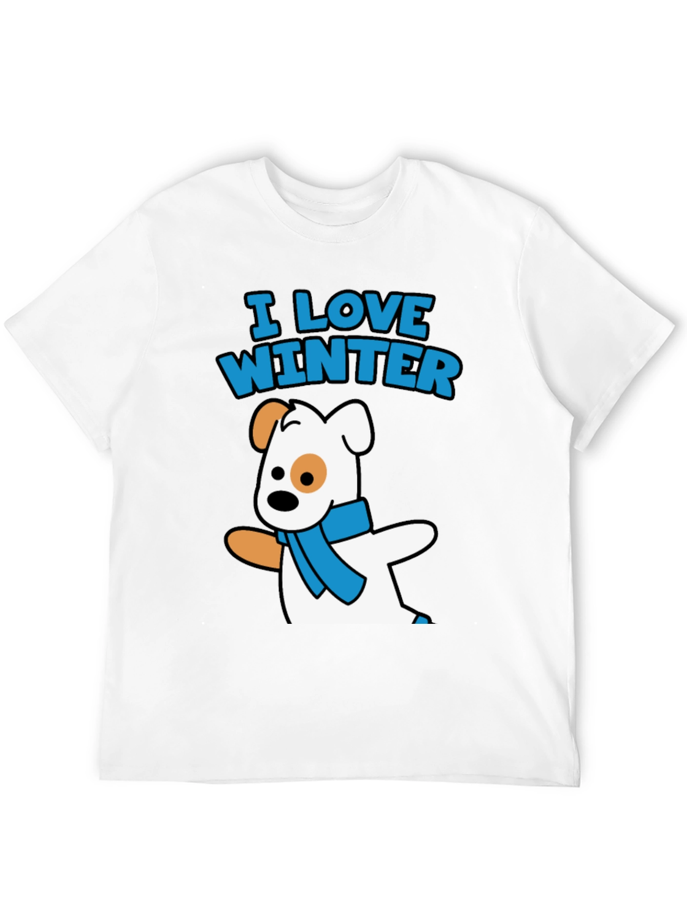 I Love Winter Dog Graphic Black T-Shirt