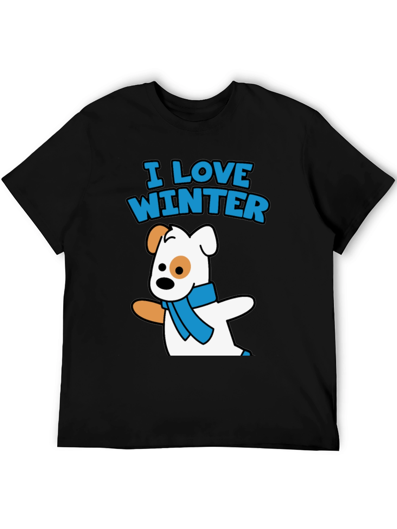 I Love Winter Dog Graphic Black T-Shirt