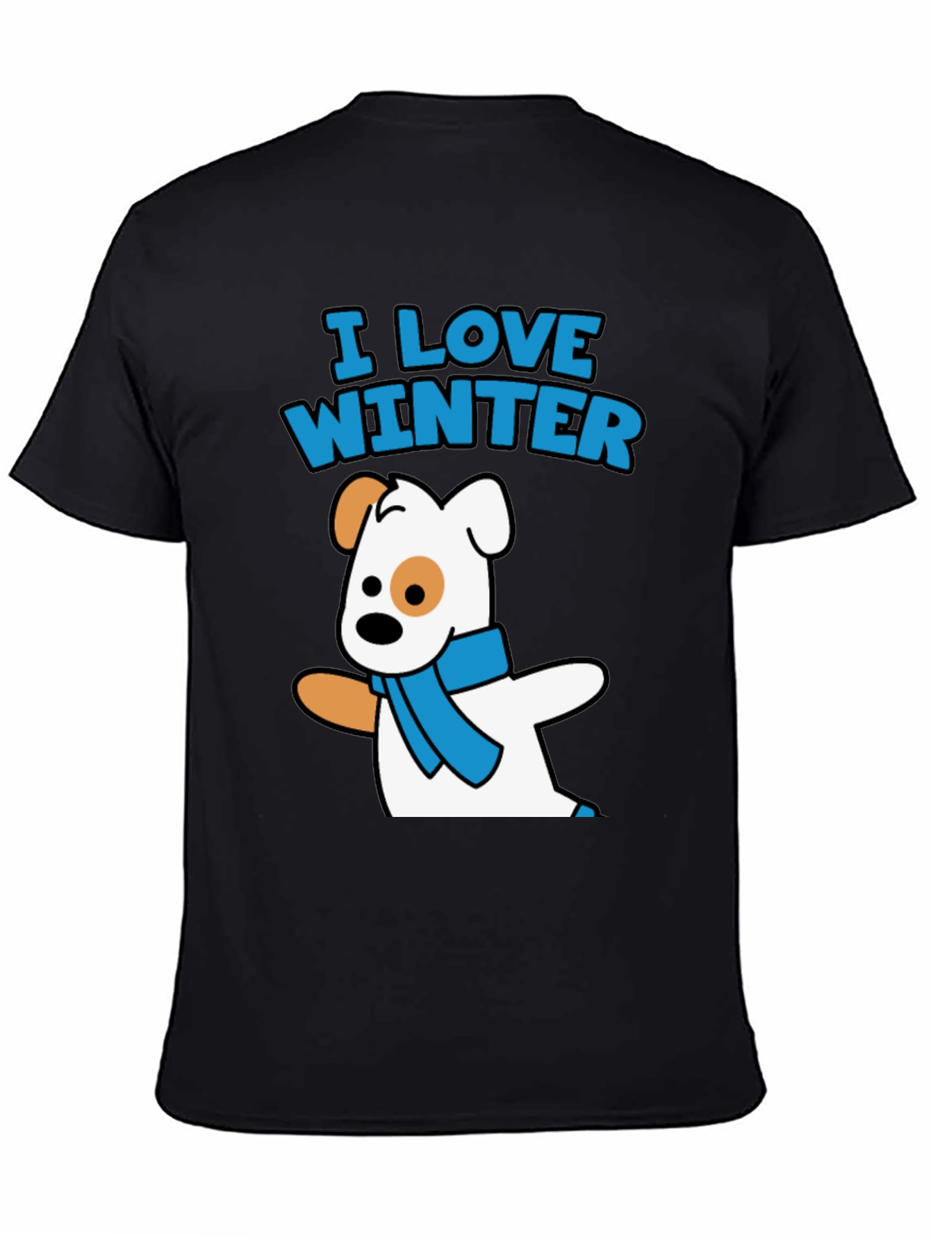 I Love Winter Dog Graphic Black T-Shirt