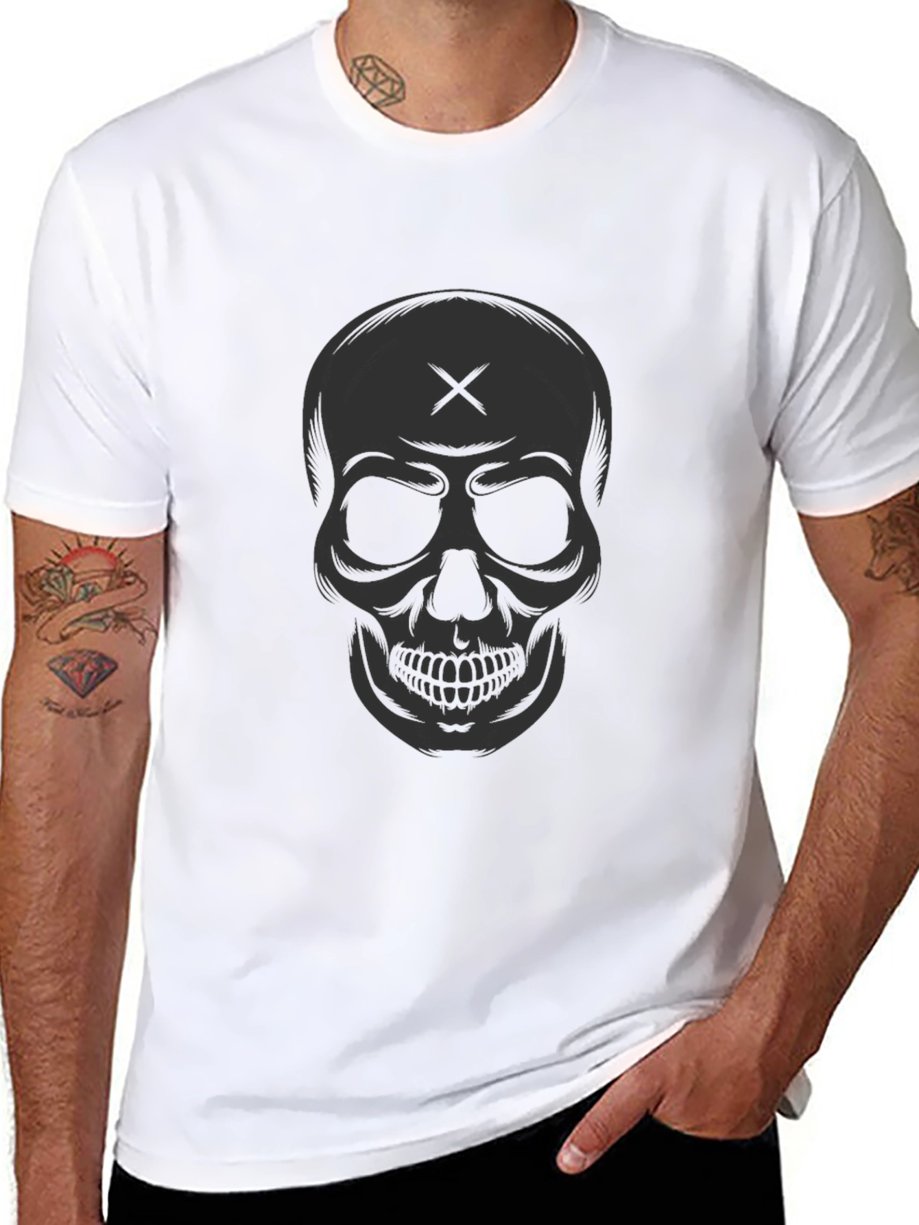 Skull Graphic Tee - Black Cotton T-Shirt
